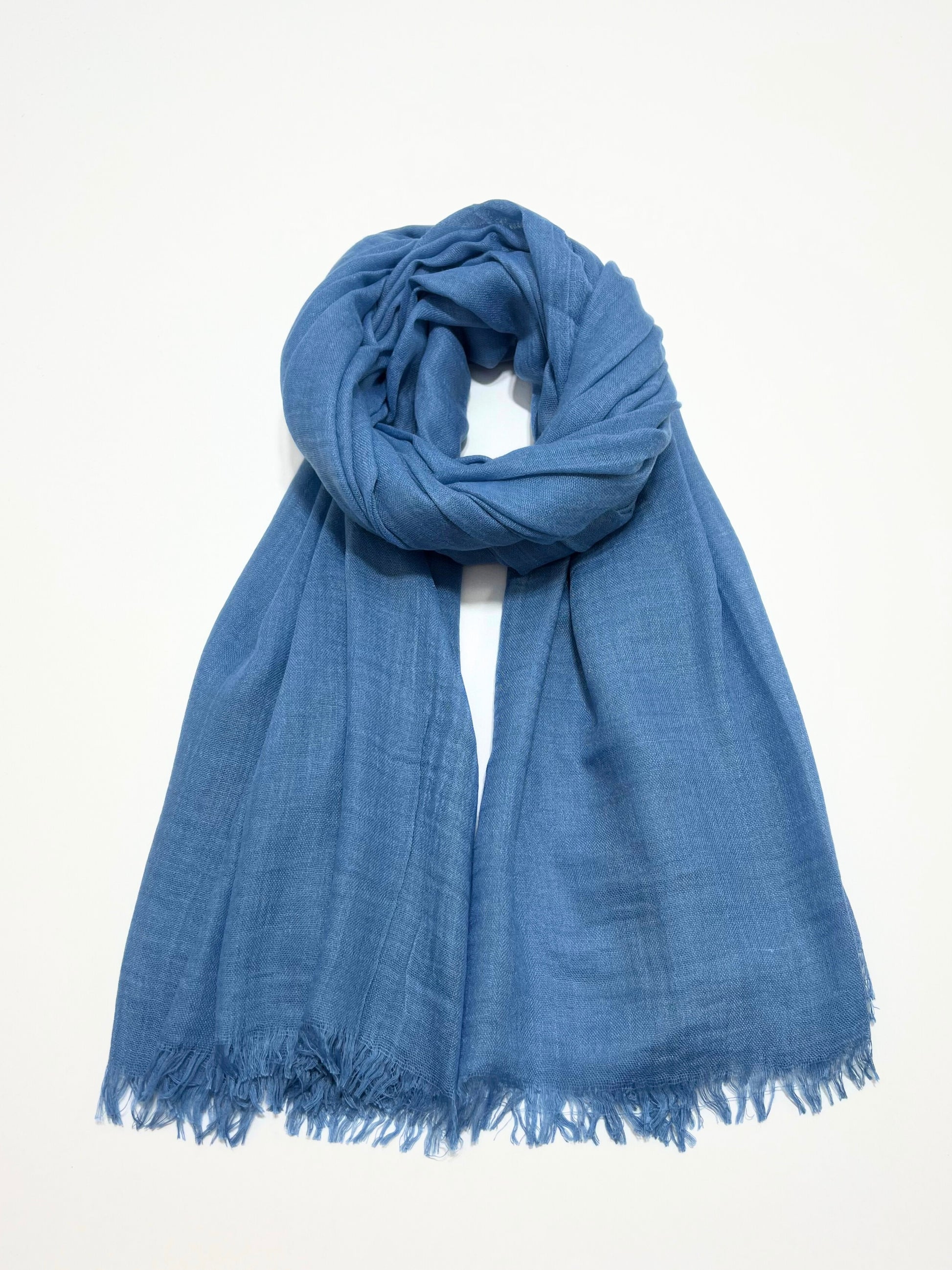 Sciarpa In Viscosa E Modal Blu Cielo, Viscose And Modal Scarf Cerulean