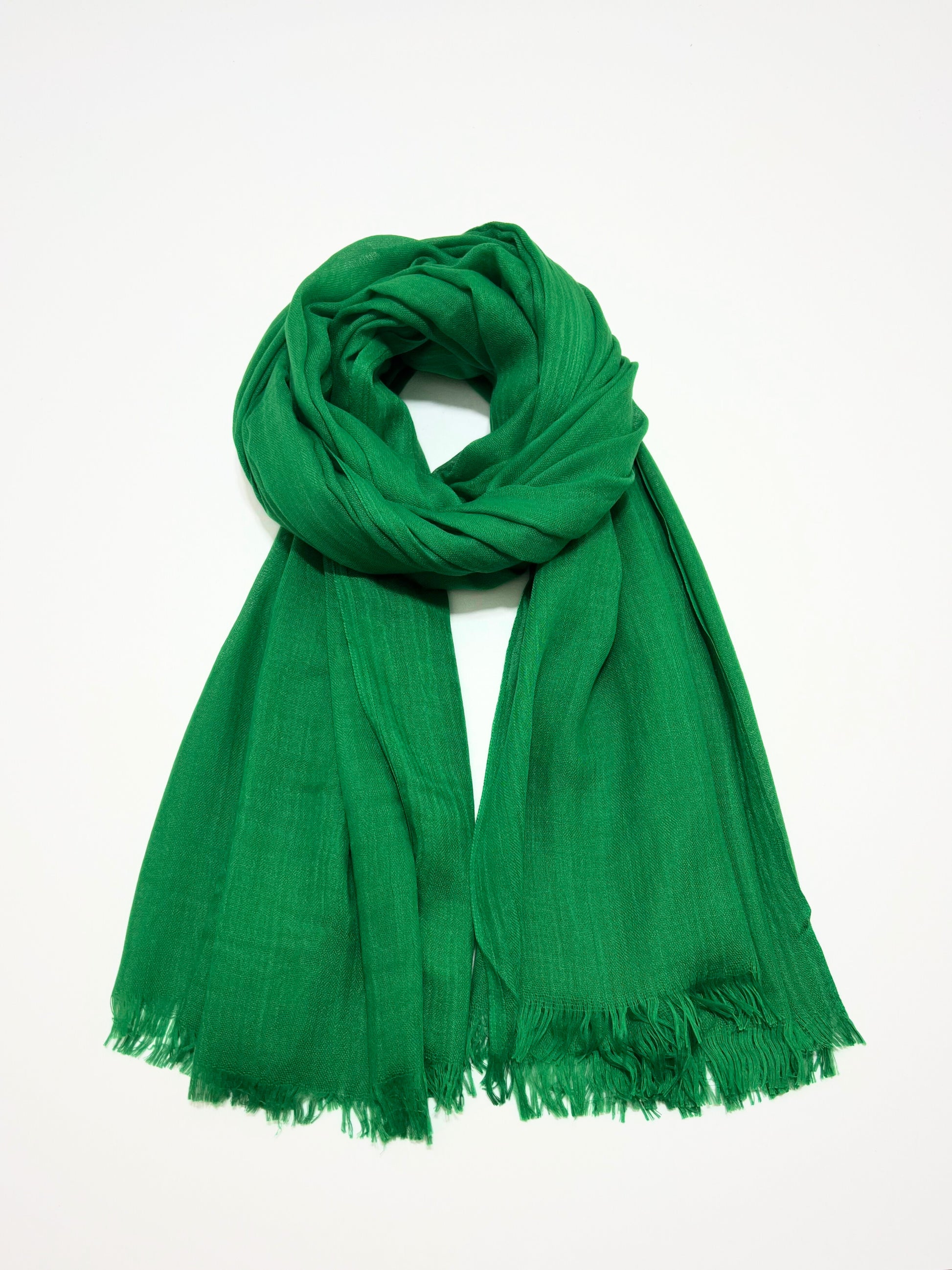 Sciarpa In Viscosa E Modal Verde Erba, Viscose And Modal Scarf Grass Green
