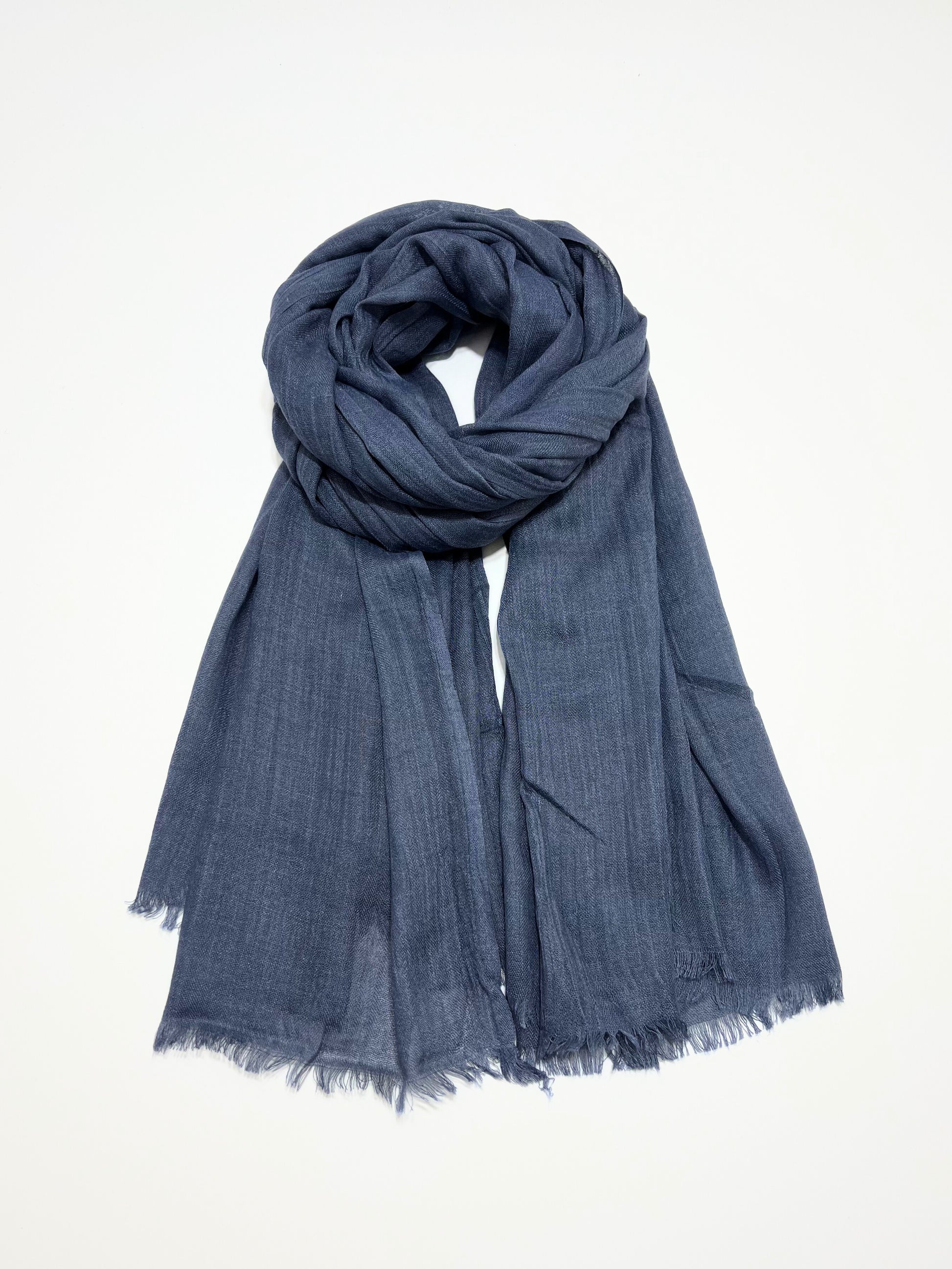 Sciarpa In Viscosa E Moda Blu Grigiastro, Viscose And Modal Scarf Darkening sky