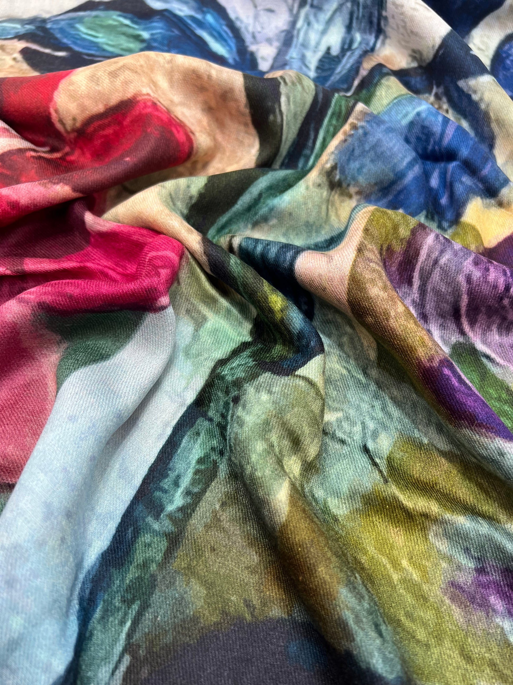 Sciarpa In Cashmere Stampata Multicolore, Printed Cashmere Scarf Multicolor