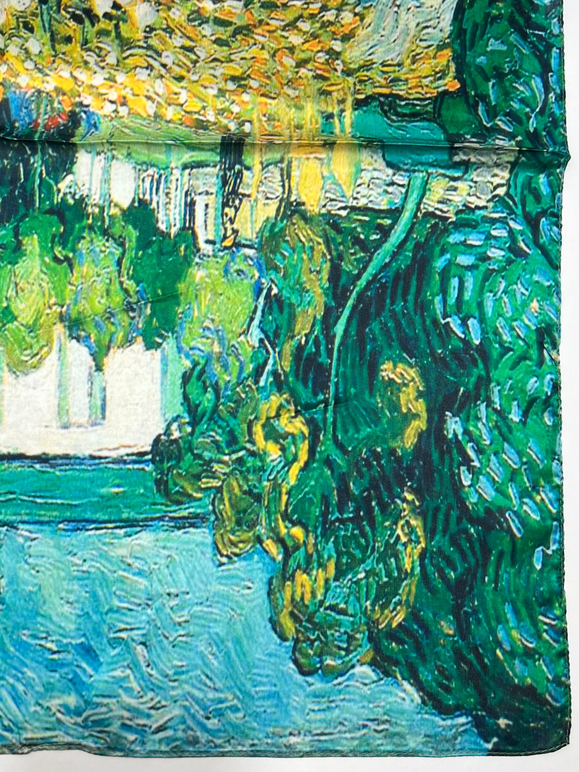 Foulard Stampato Misto Seta Verdone, Printed Silk Blend Square Foulard Green