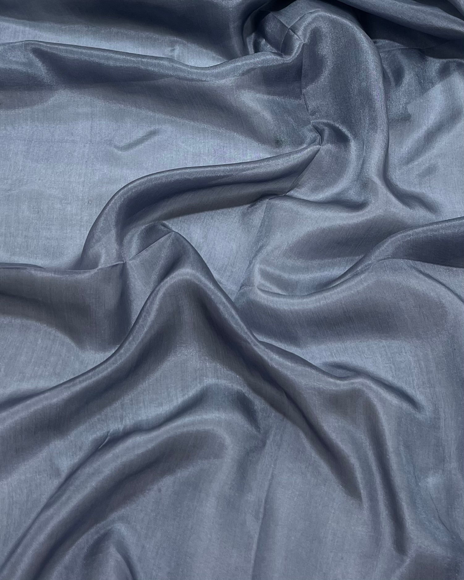 Stola In Pura Seta Color Blu Grigiastro, Pure Silk Stole Darkening Sky