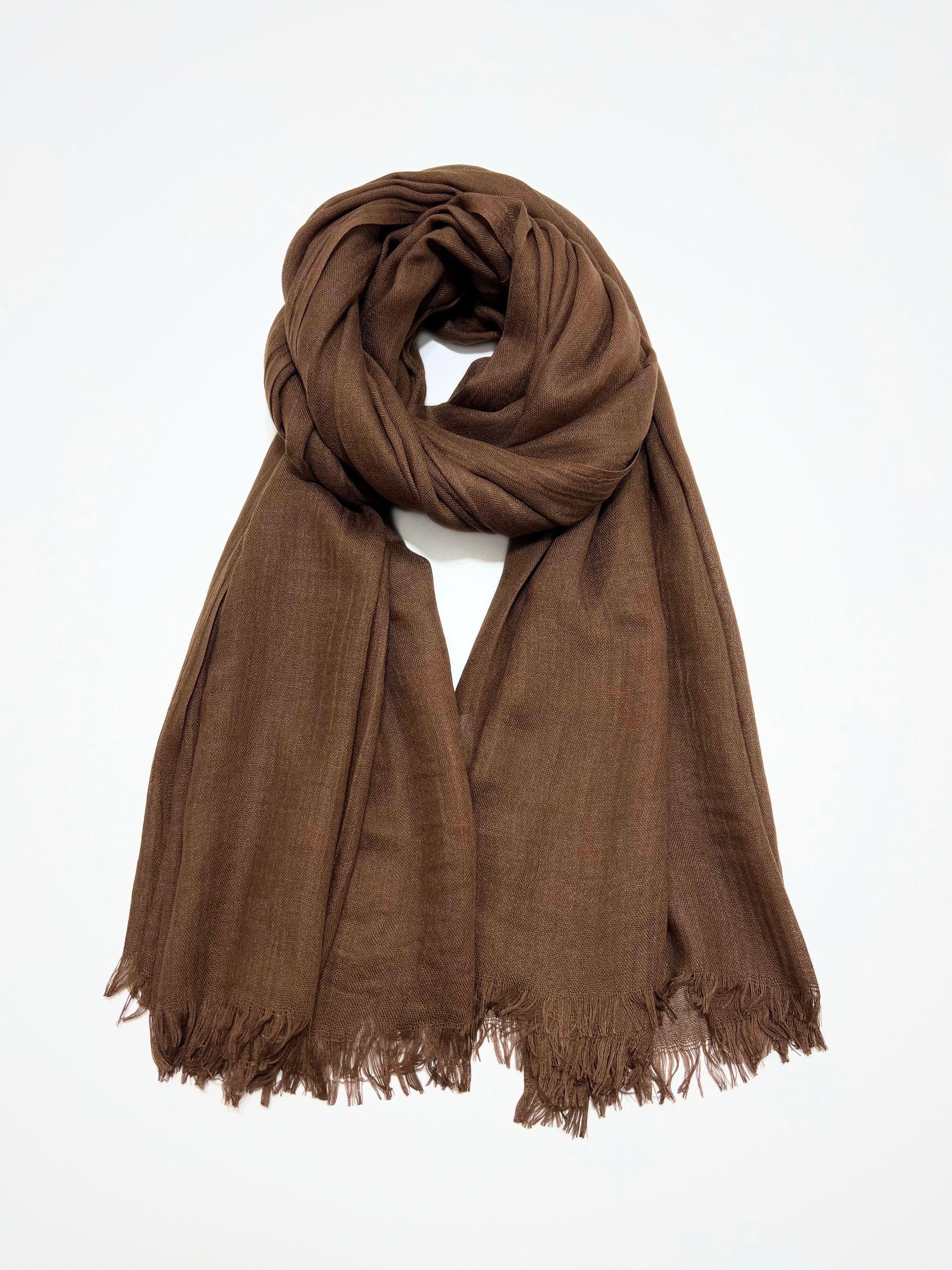 Sciarpa Viscosa Modal Morbida Marrone, Viscose And Modal Scarf Brown