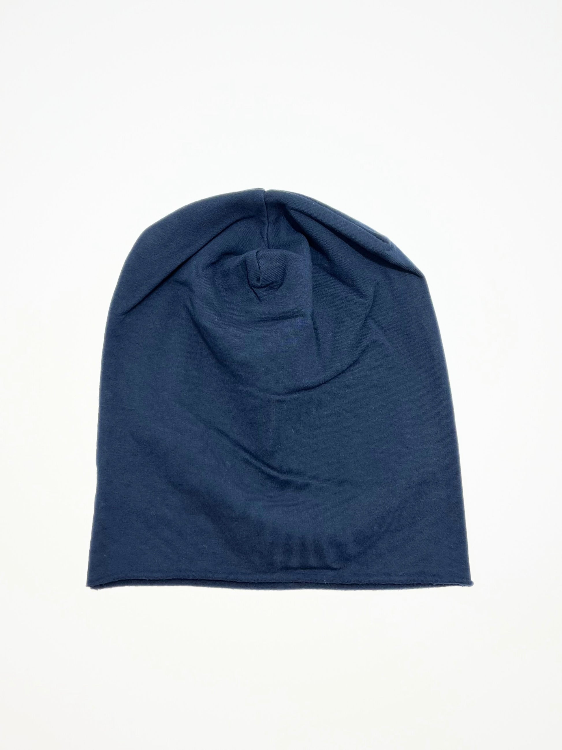 Berretto In Cotone Felpato Blu, Cotton Slouch Beanie Navy Blue