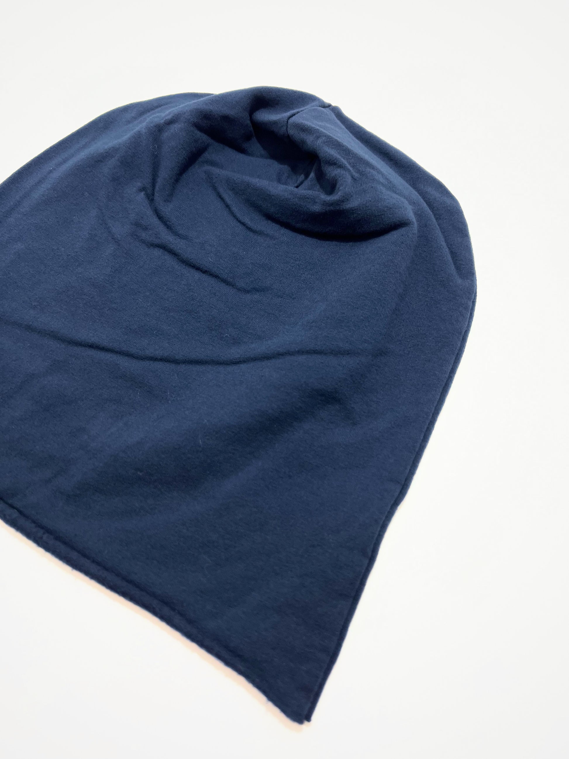 Berretto In Cotone Felpato Blu, Cotton Slouch Beanie Navy Blue