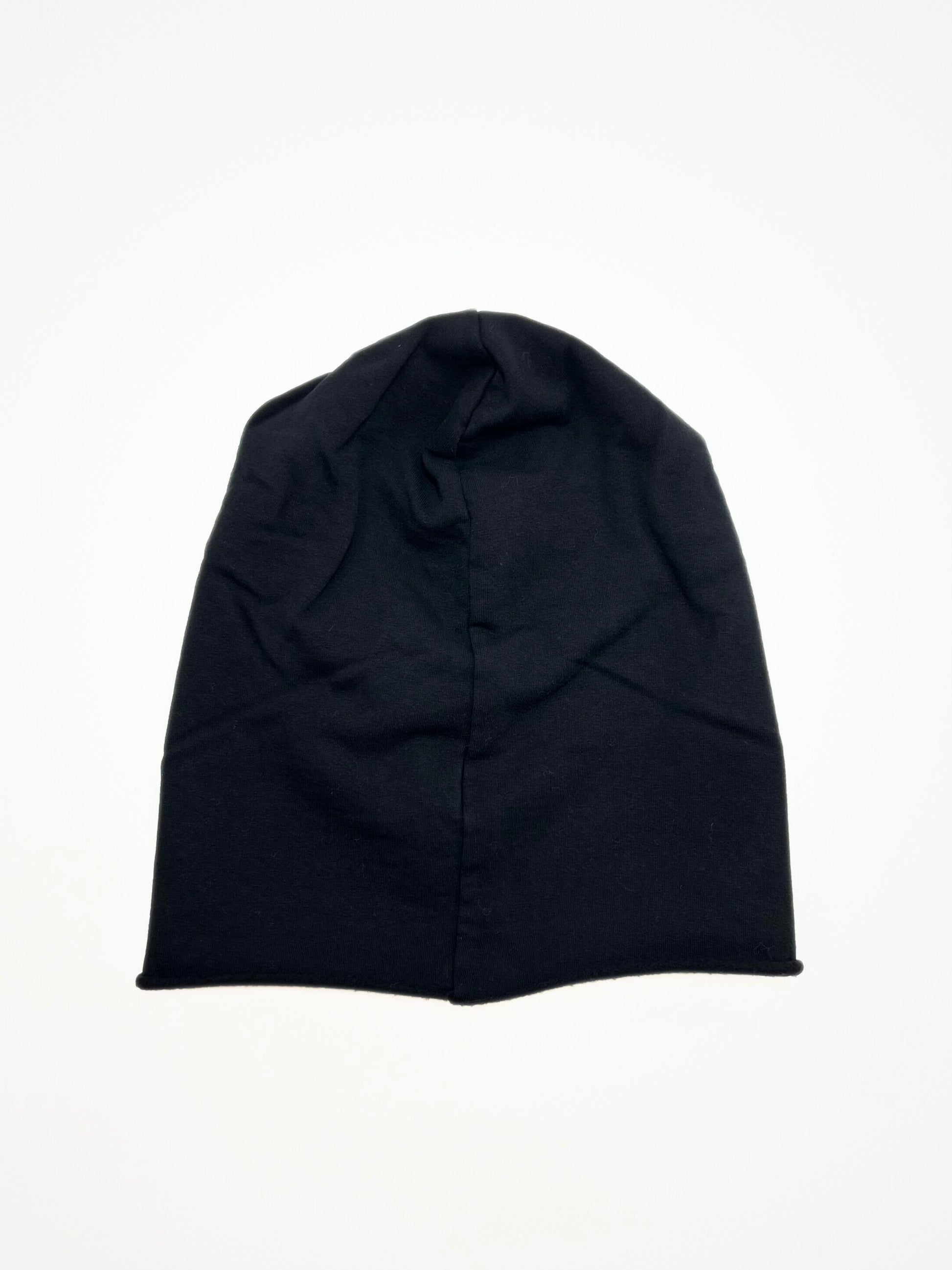 Berretto In Cotone Felpato Nero, Cotton Slouch Beanie Black