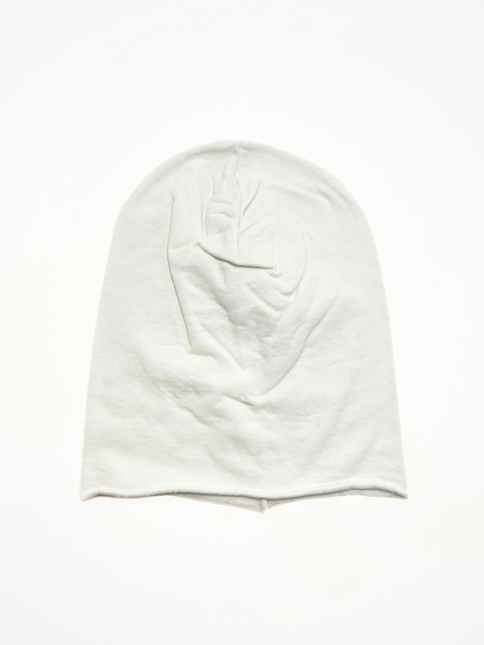 Berretto In Cotone Felpato Bianco, Cotton Slouch Beanie White