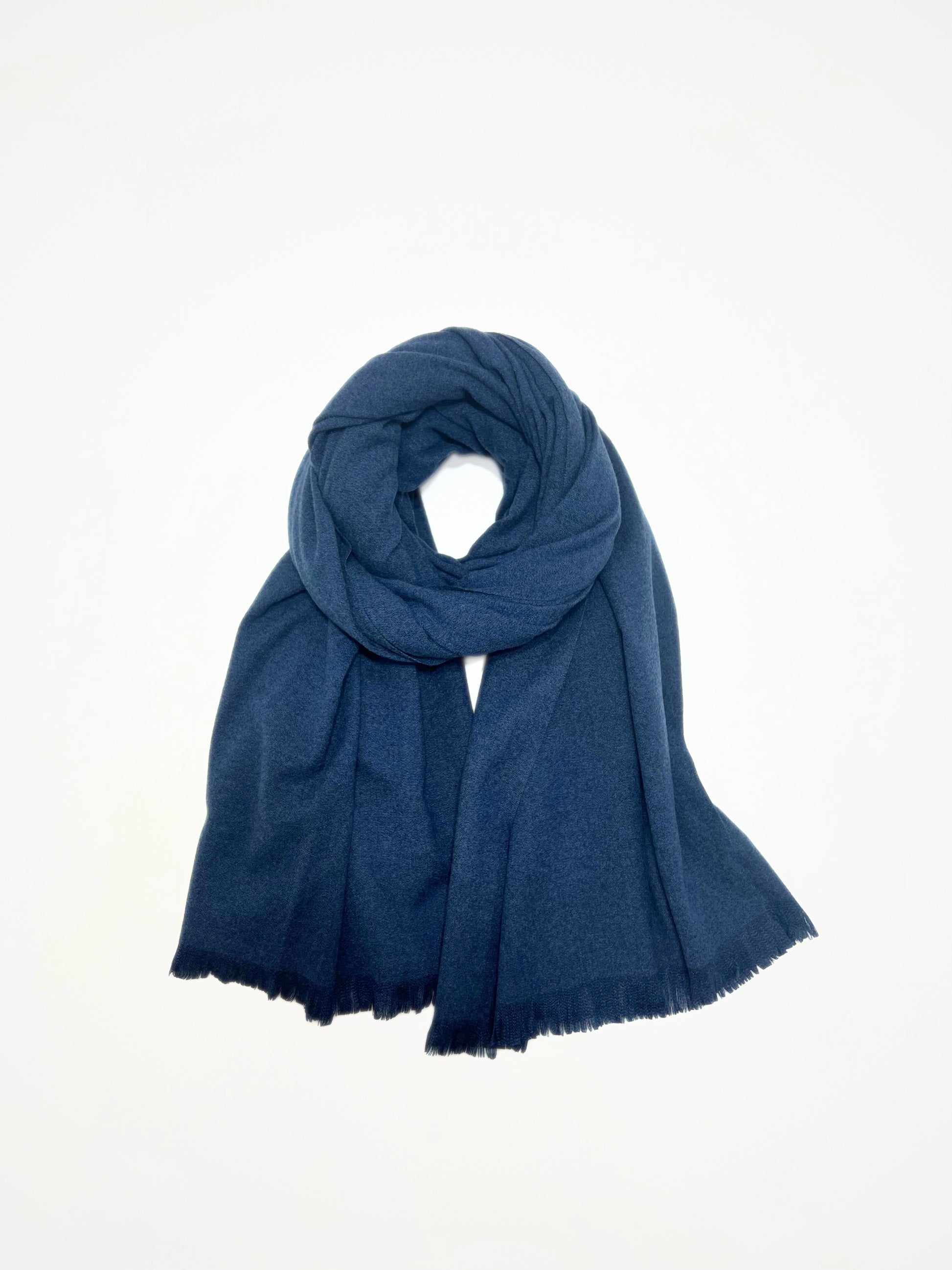 Sciarpa In Misto Cashmere E Lana Color Blu