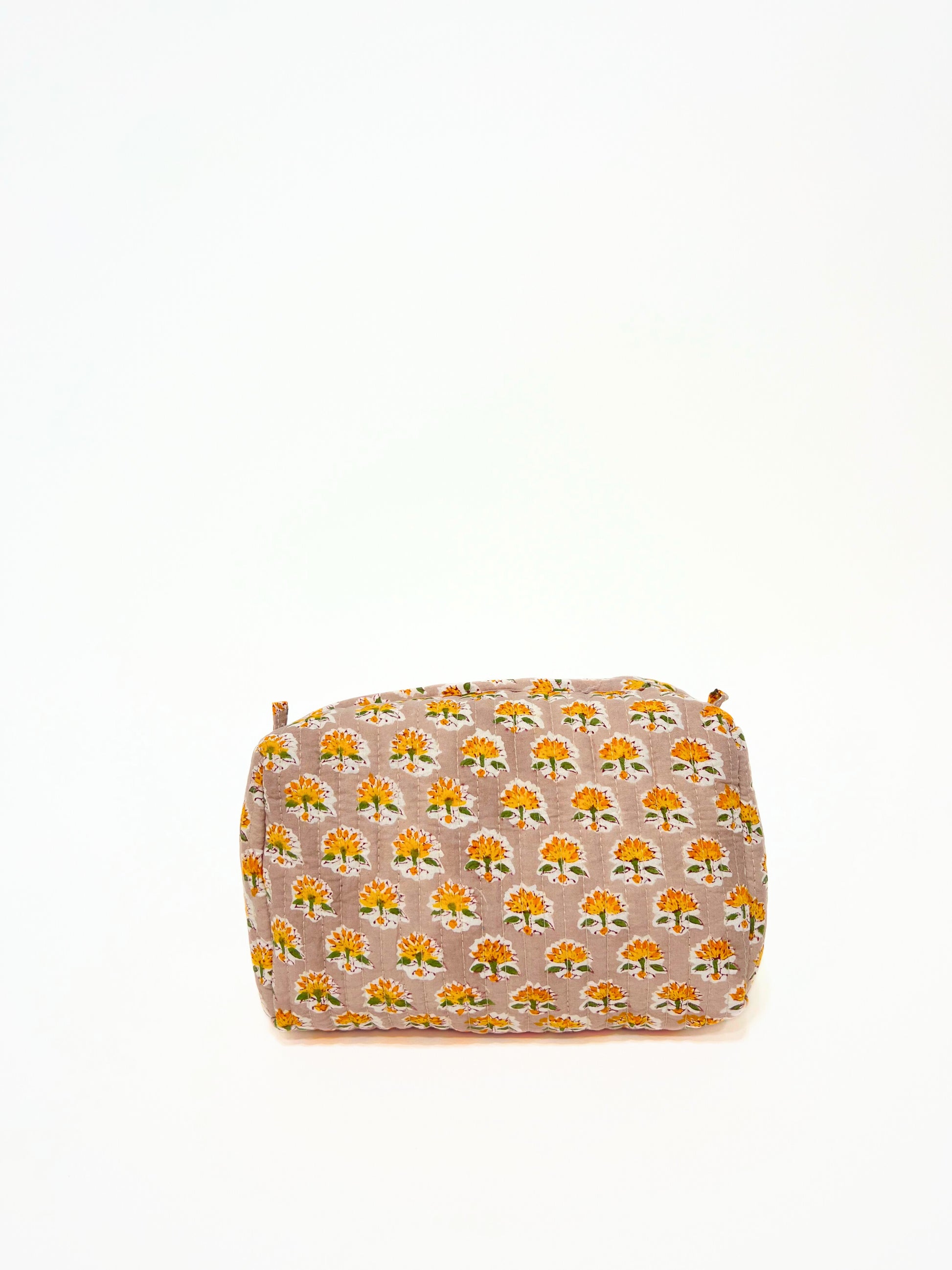 Beauty Case In Cotone Stampato Rosa Cipria, Printed Cotton Powder Pink Beauty Case