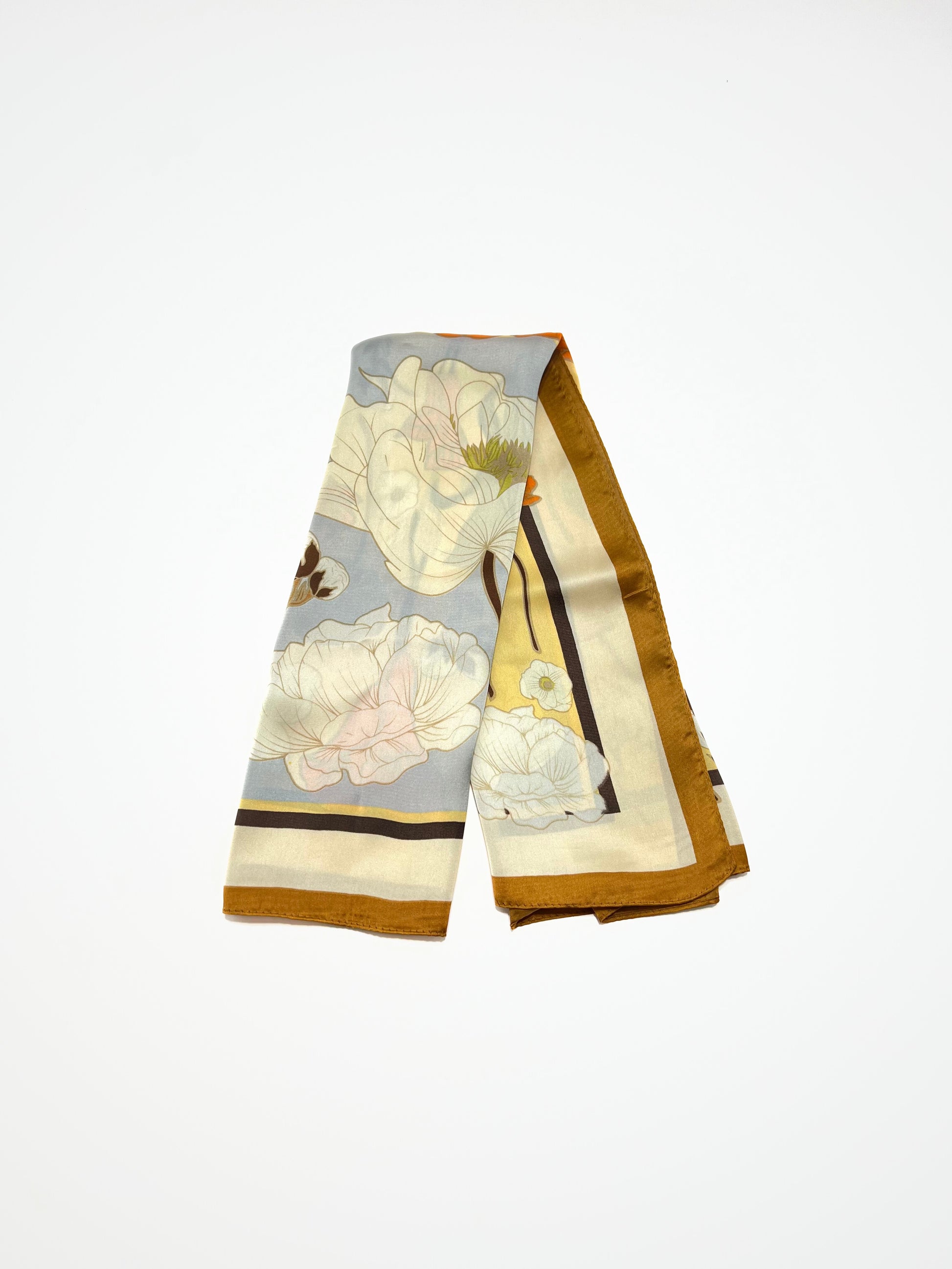Foulard Stampa Floreale Avorio, Flower Print Square Foulard Off-white