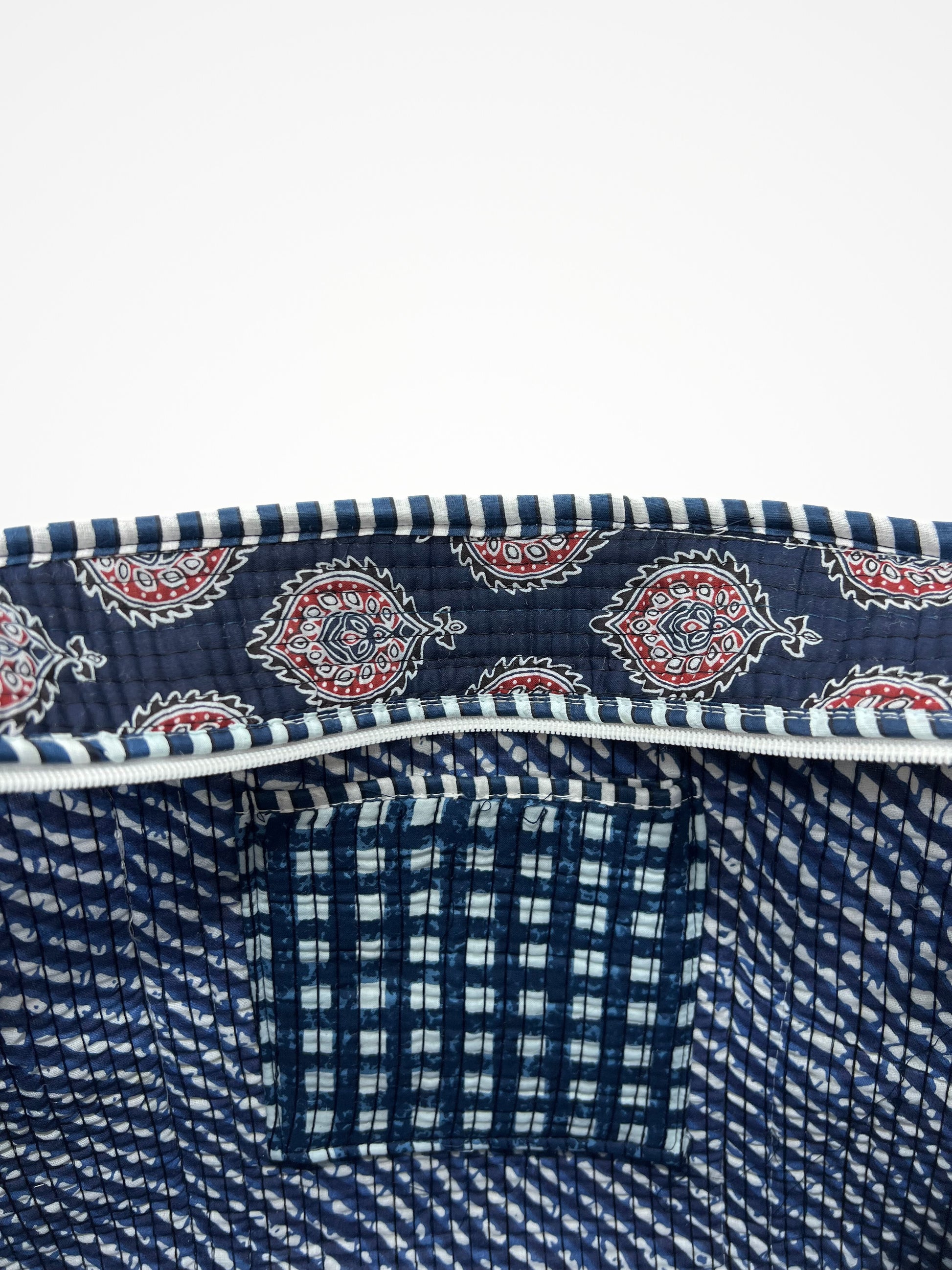 Borsa Tote Stampata Cotone Blu, Printed Cotton Tote Bag Blue