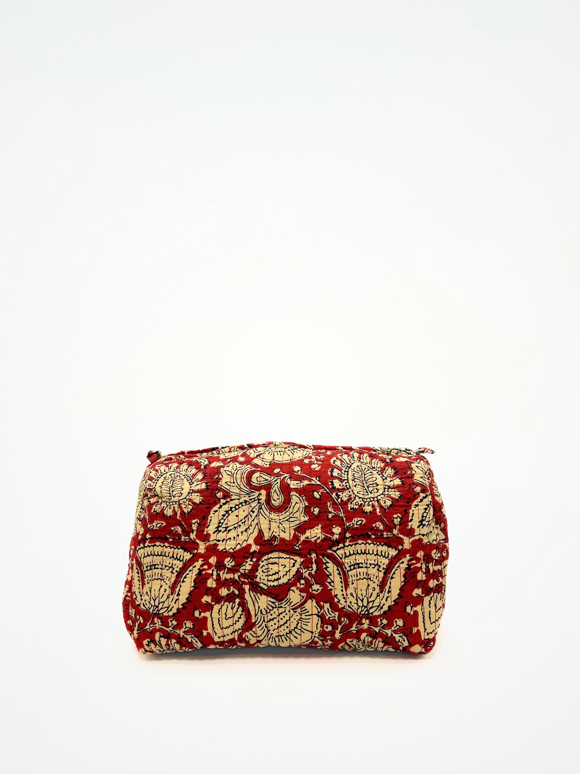 Beauty Case In Cotone Stampato Rosso, Printed Cotton Red Beauty Case