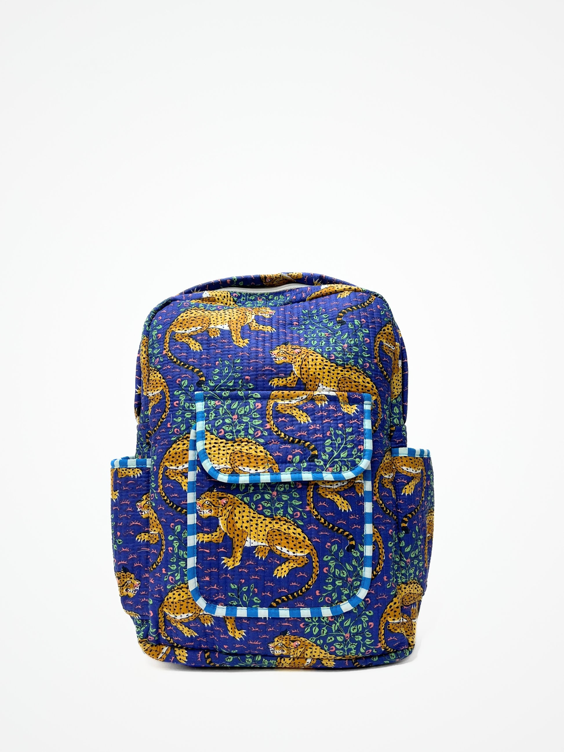 Zaino Trapuntato Cotone Bluette, Quilted Cotton Backpack Bluette