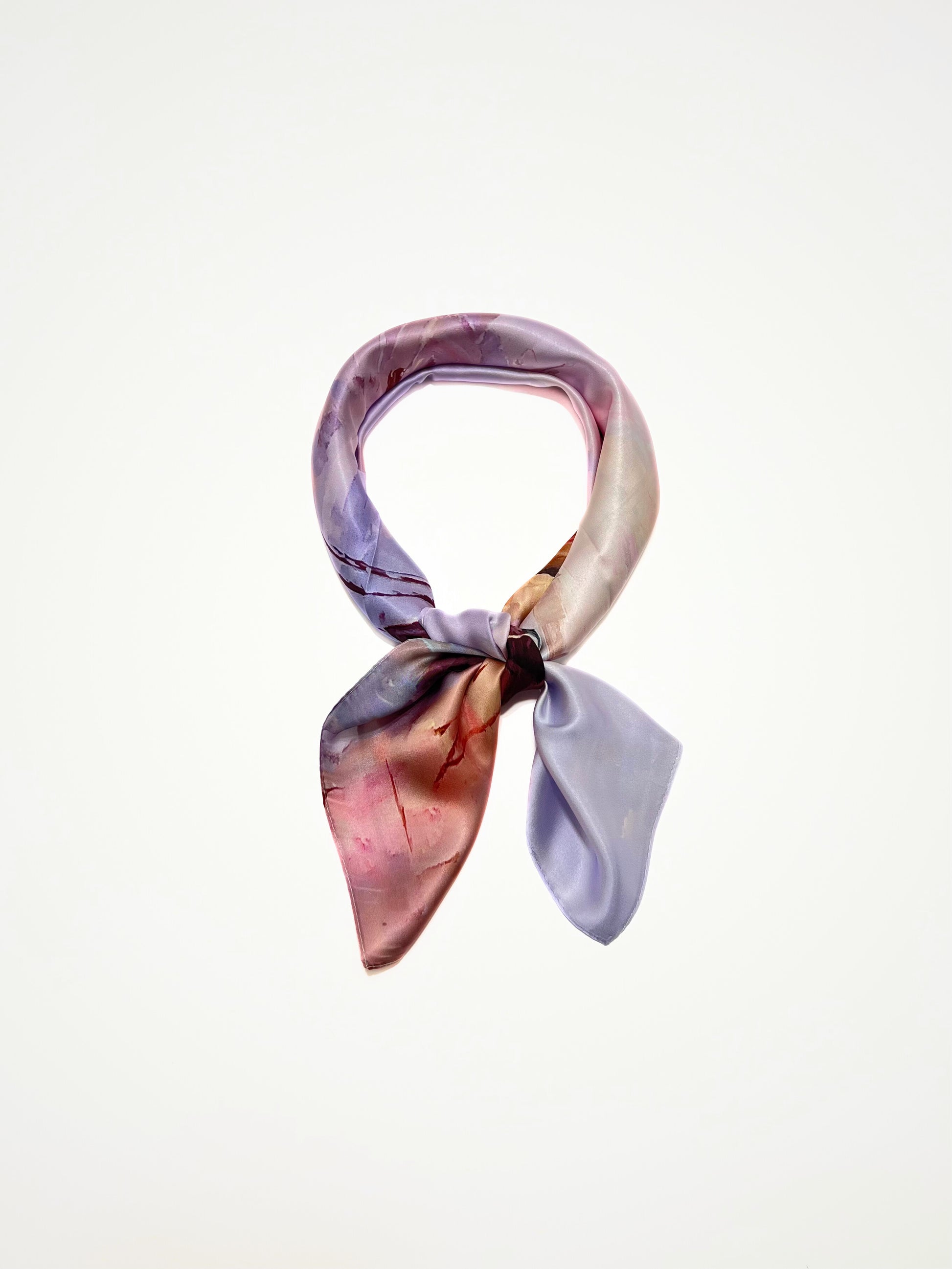 Foulard Quadrato Stampato Misto Seta Lilla, Silk Blend Printed Square Foulard Lilac