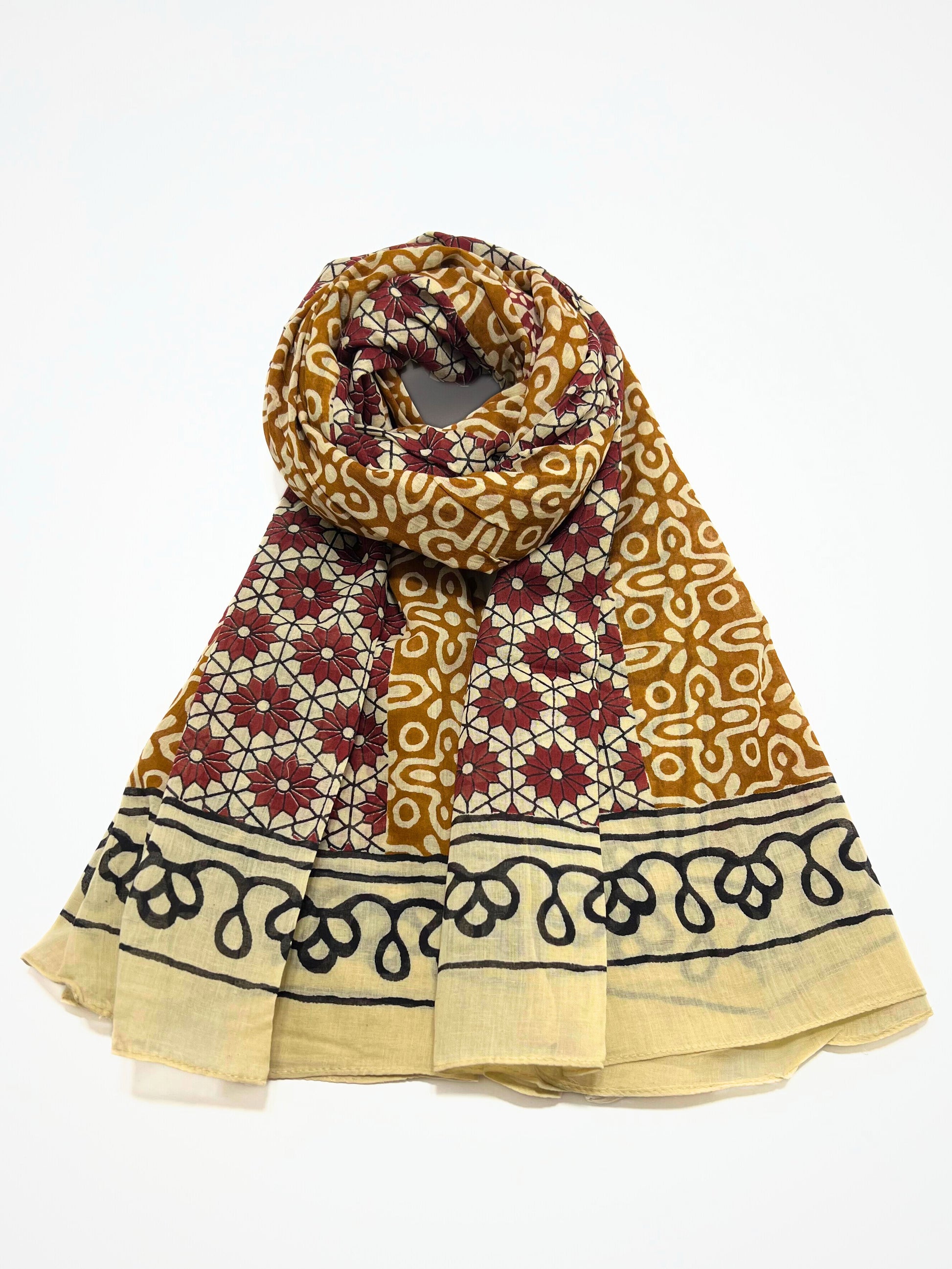 Sciarpa-Pareo In Puro Cotone Senape, Cotton Scarf Beach Coverup Mustard