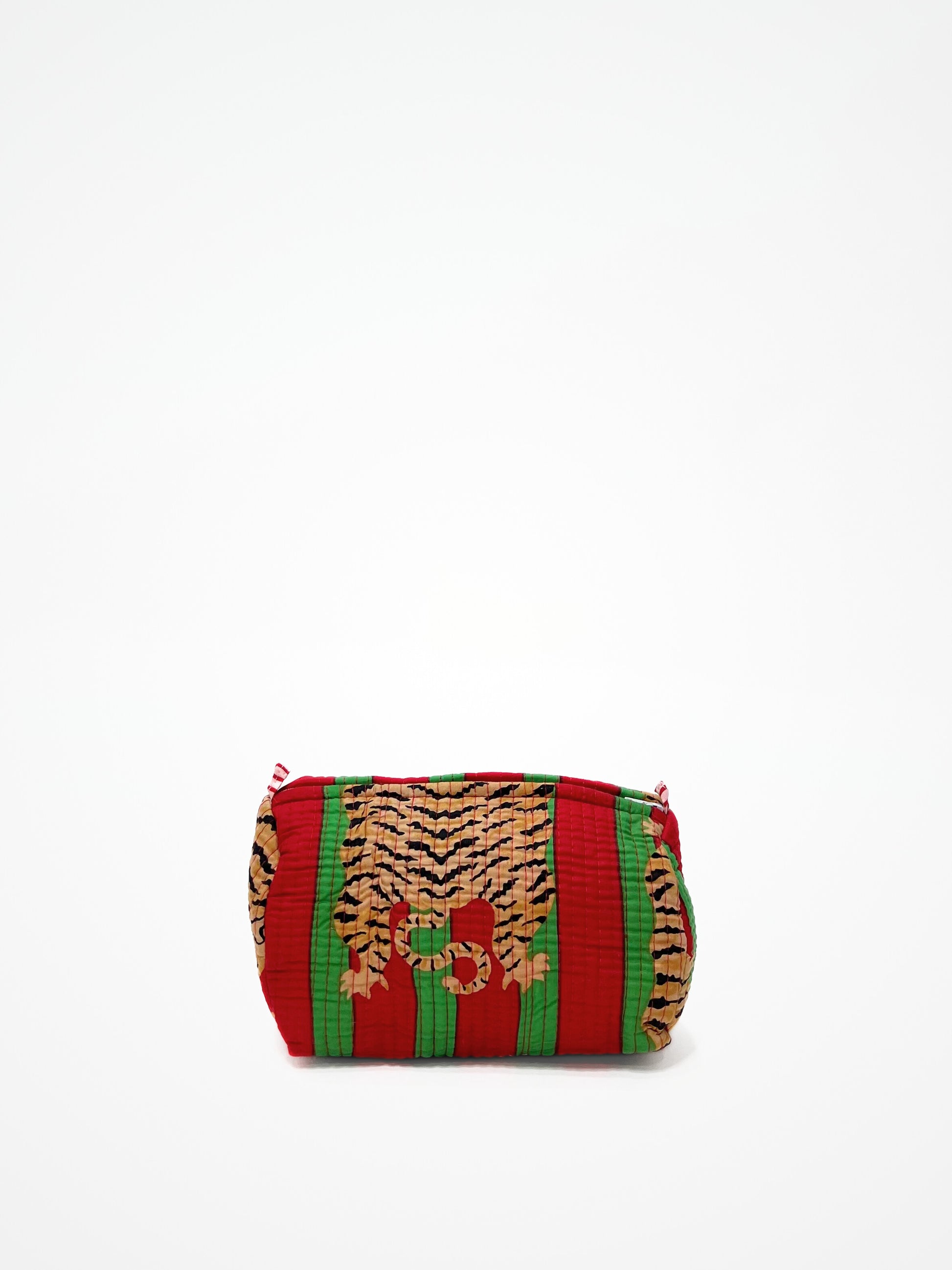 Beauty Case Tigri Rosso Verde, Cotton Beauty Case Tigers Red Green