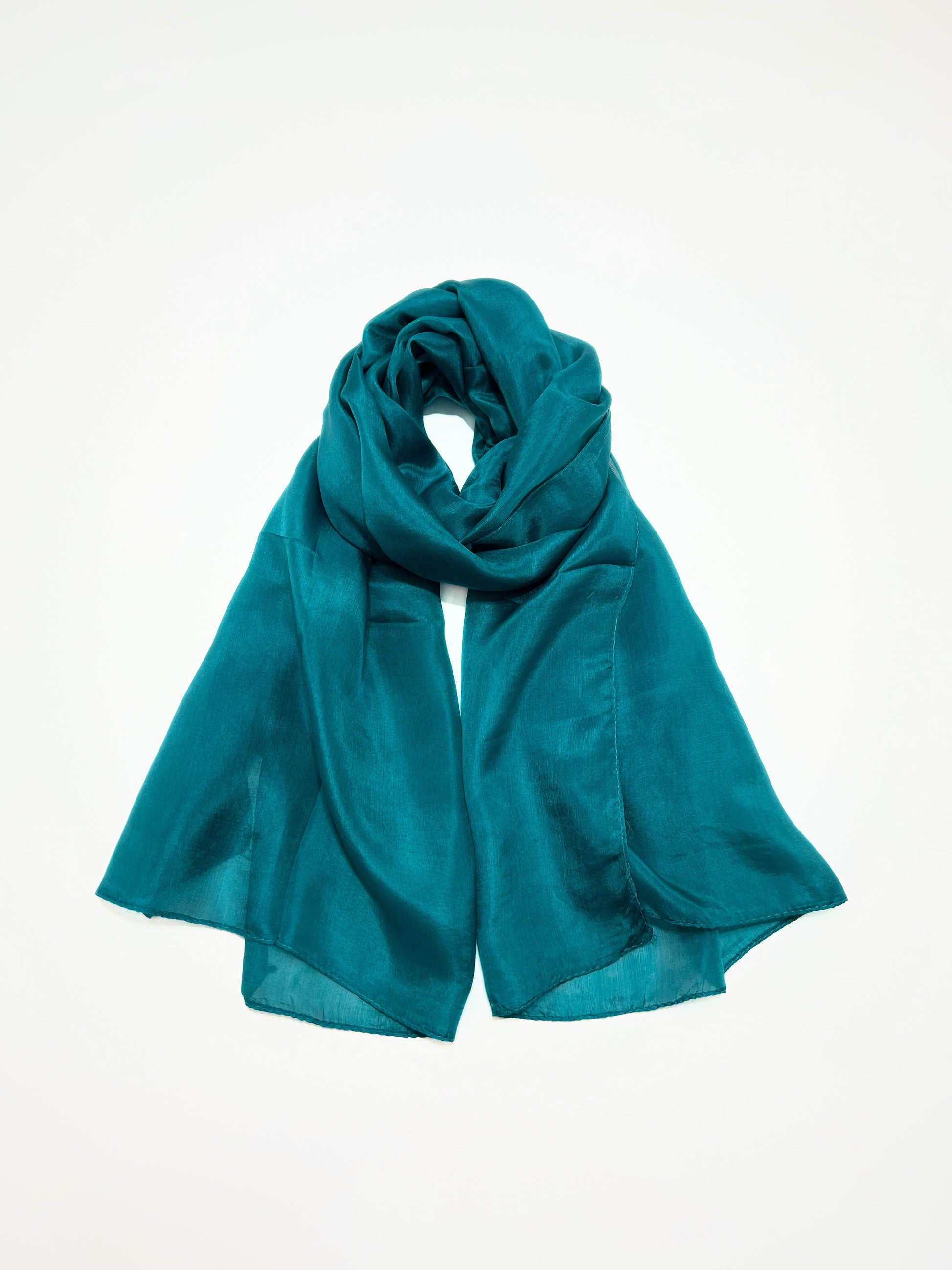 Stola In Pura Seta Ottanio, Pure Silk Stole Teal