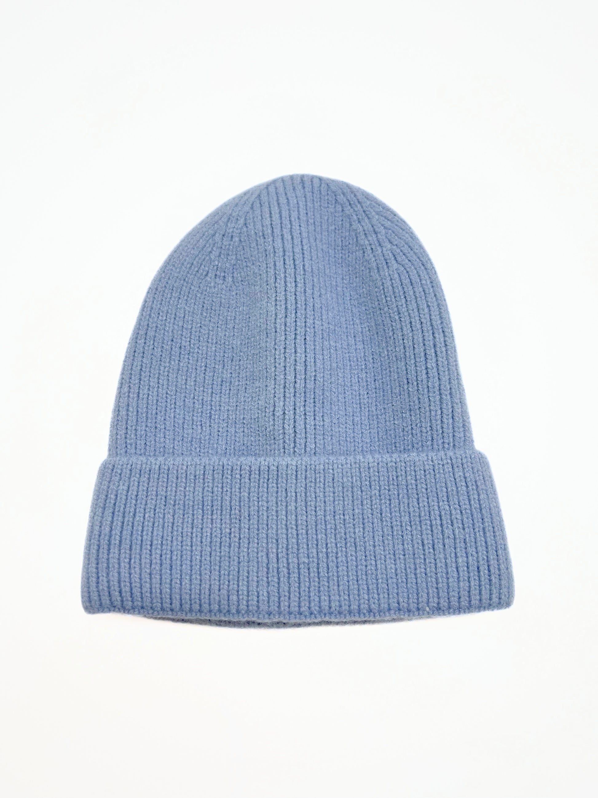 Berretto A Coste Azzurro, Ribbed Beanie Pastel Blue