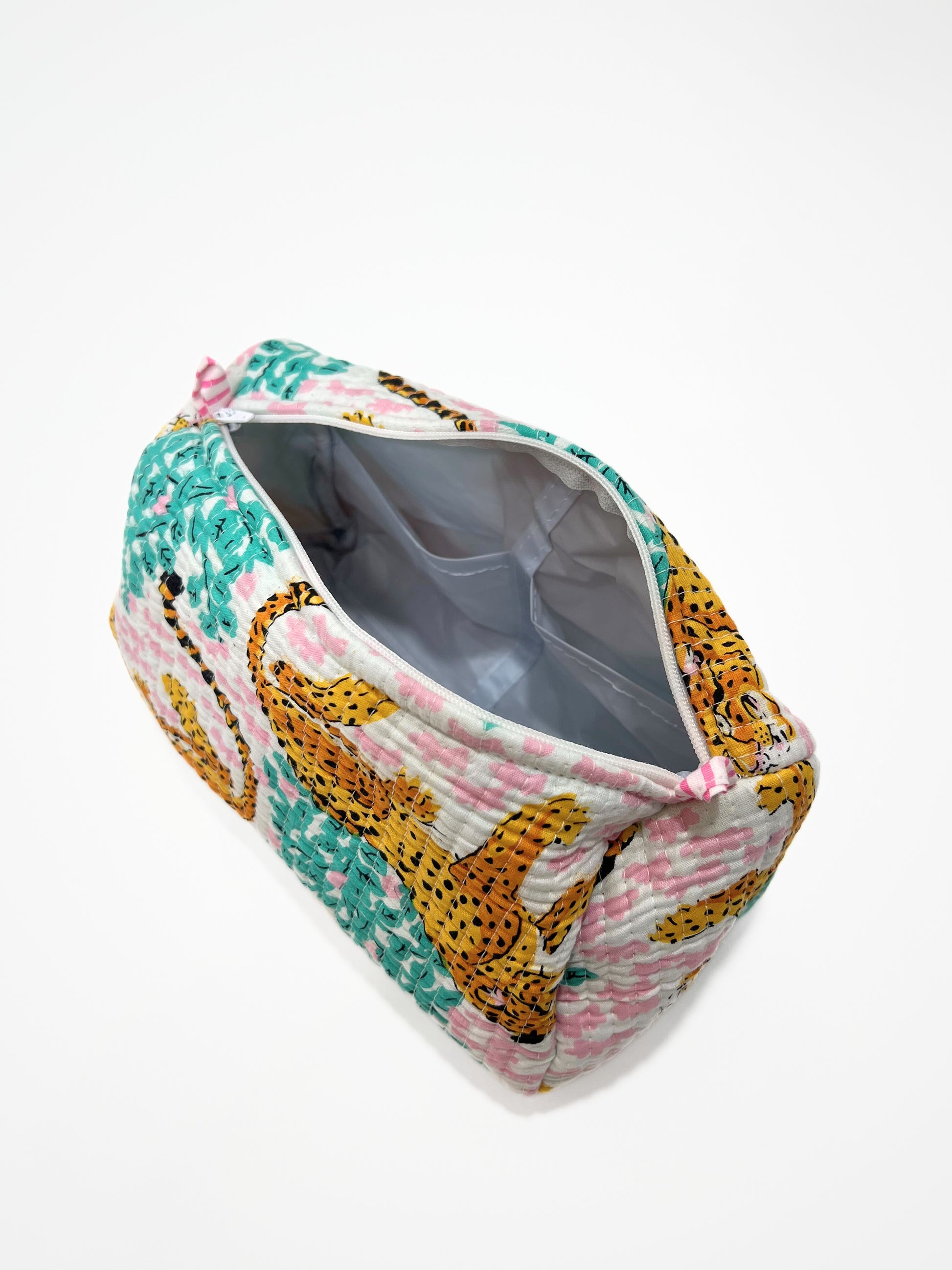 Beauty Case In Cotone Stampato Bianco, Printed Cotton White Beauty Case
