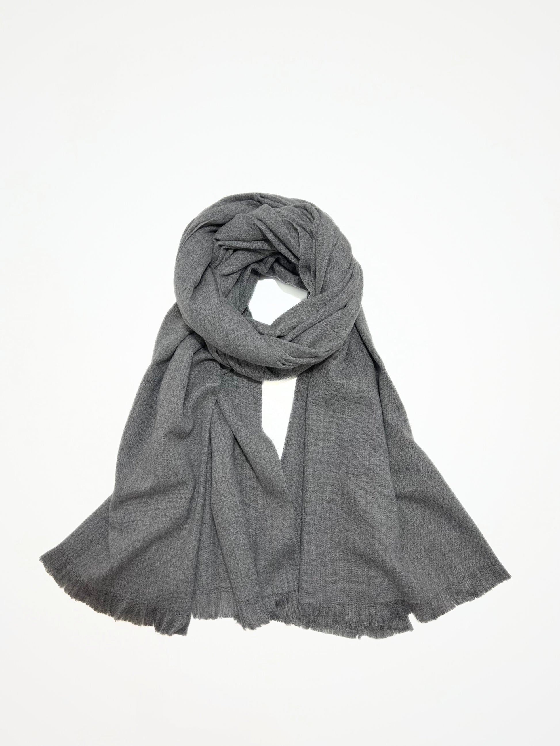 Sciarpa In Misto Cashmere E Lana Color Grigio Scuro