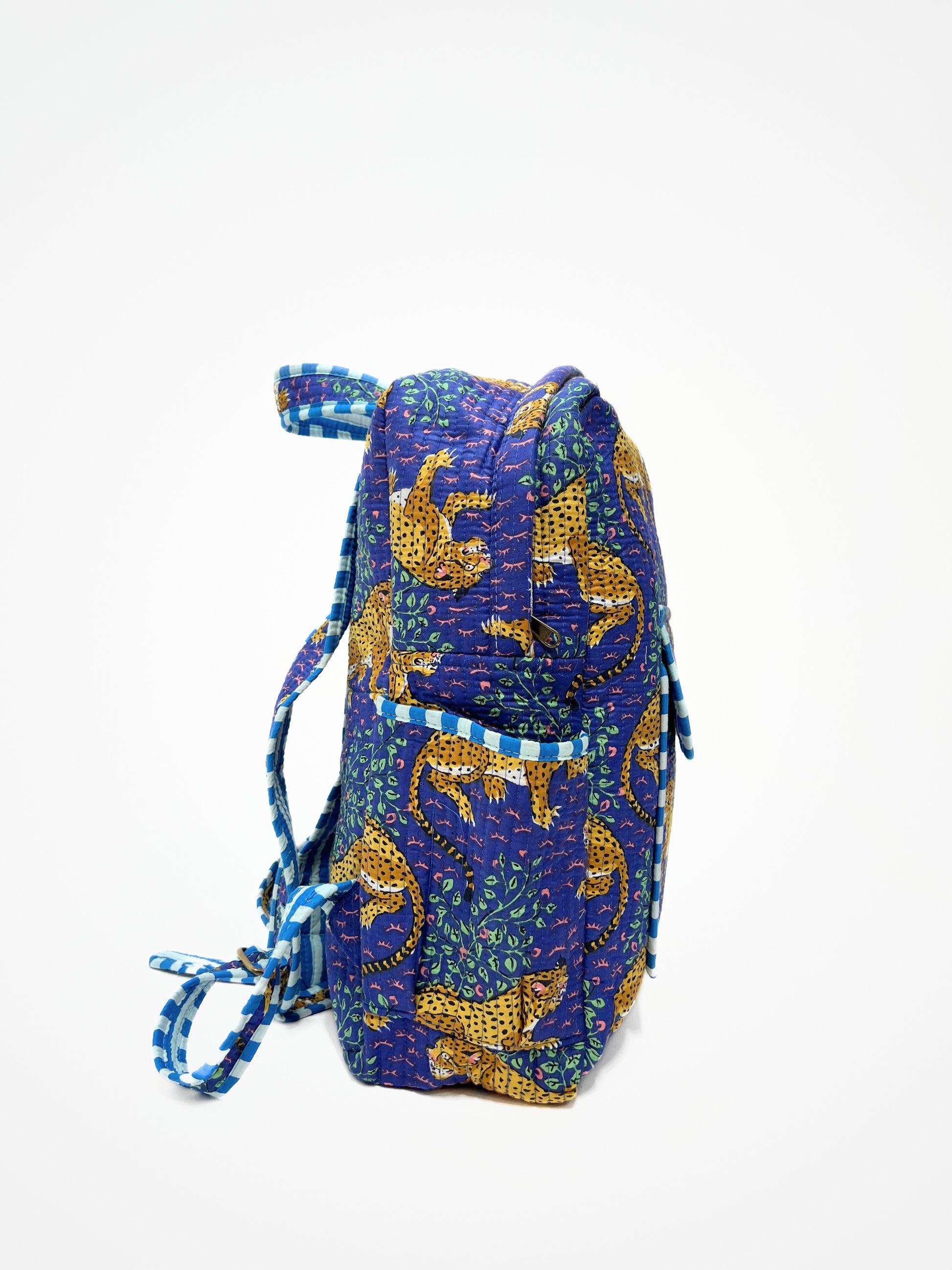 Zaino Trapuntato Cotone Bluette, Quilted Cotton Backpack Bluette
