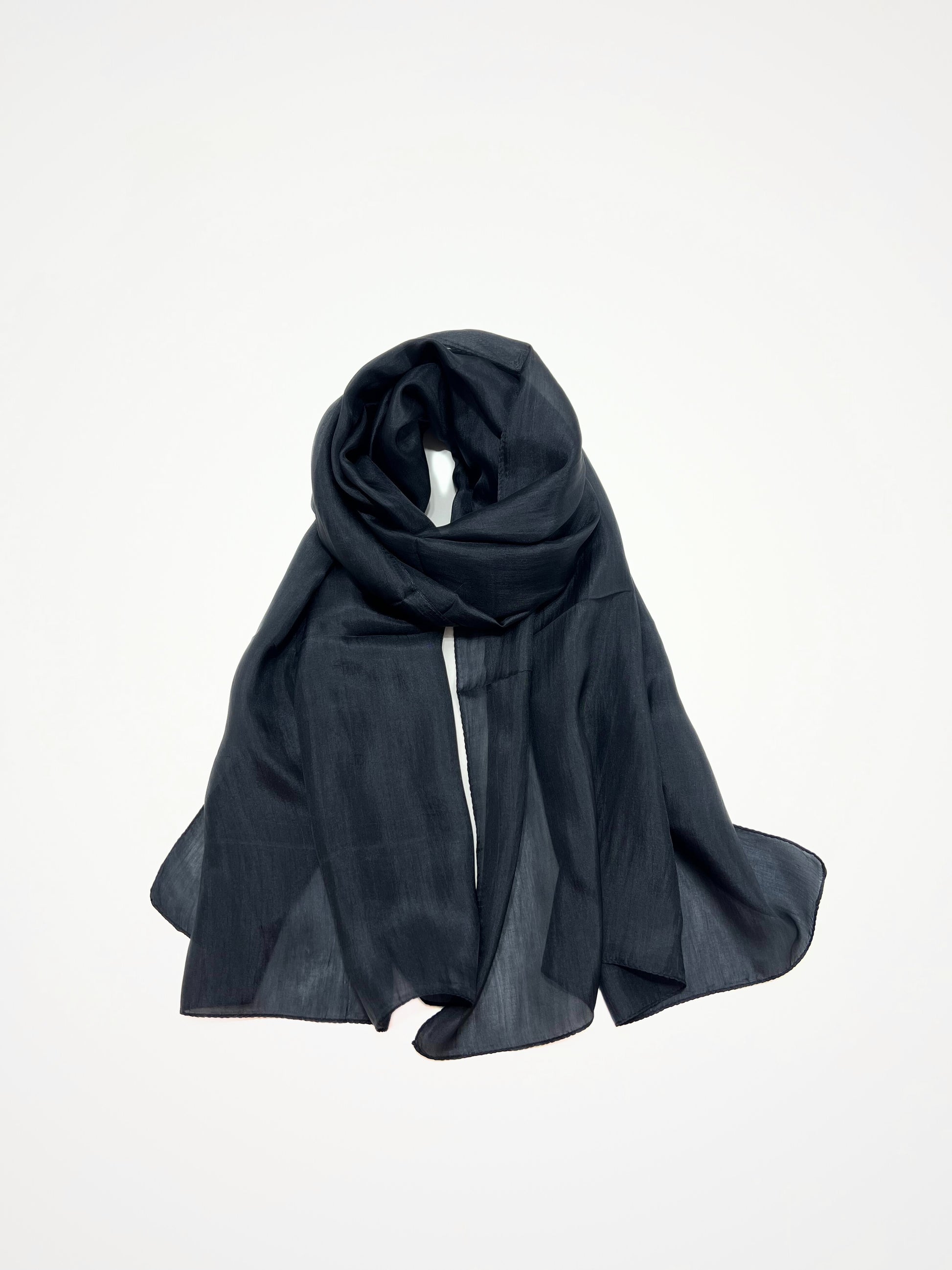 Stola In Pura Seta Nero, Pure Silk Stole Black