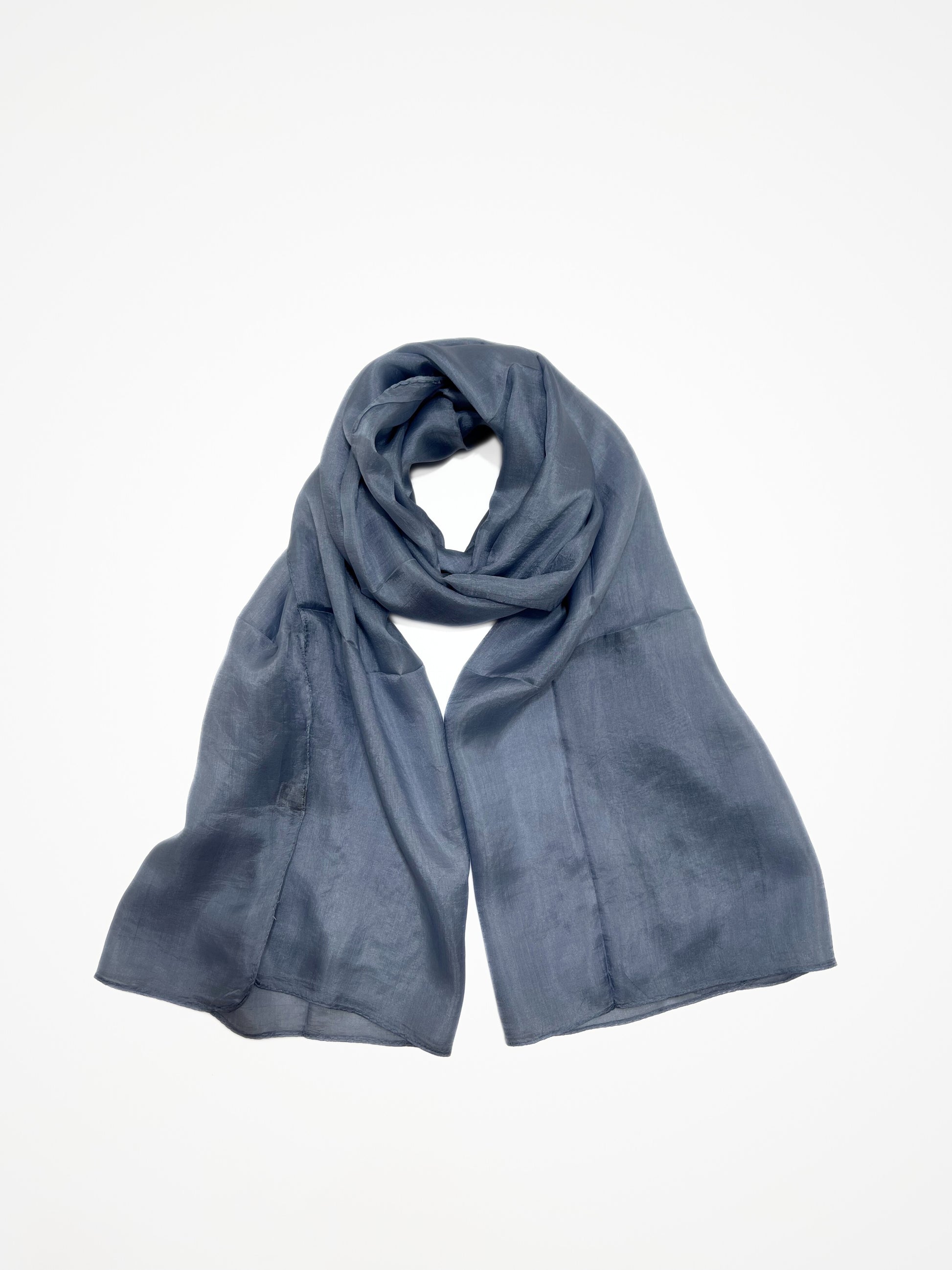 Stola In Pura Seta Color Grigio Ardesia, Pure Silk Stole Slate Grey
