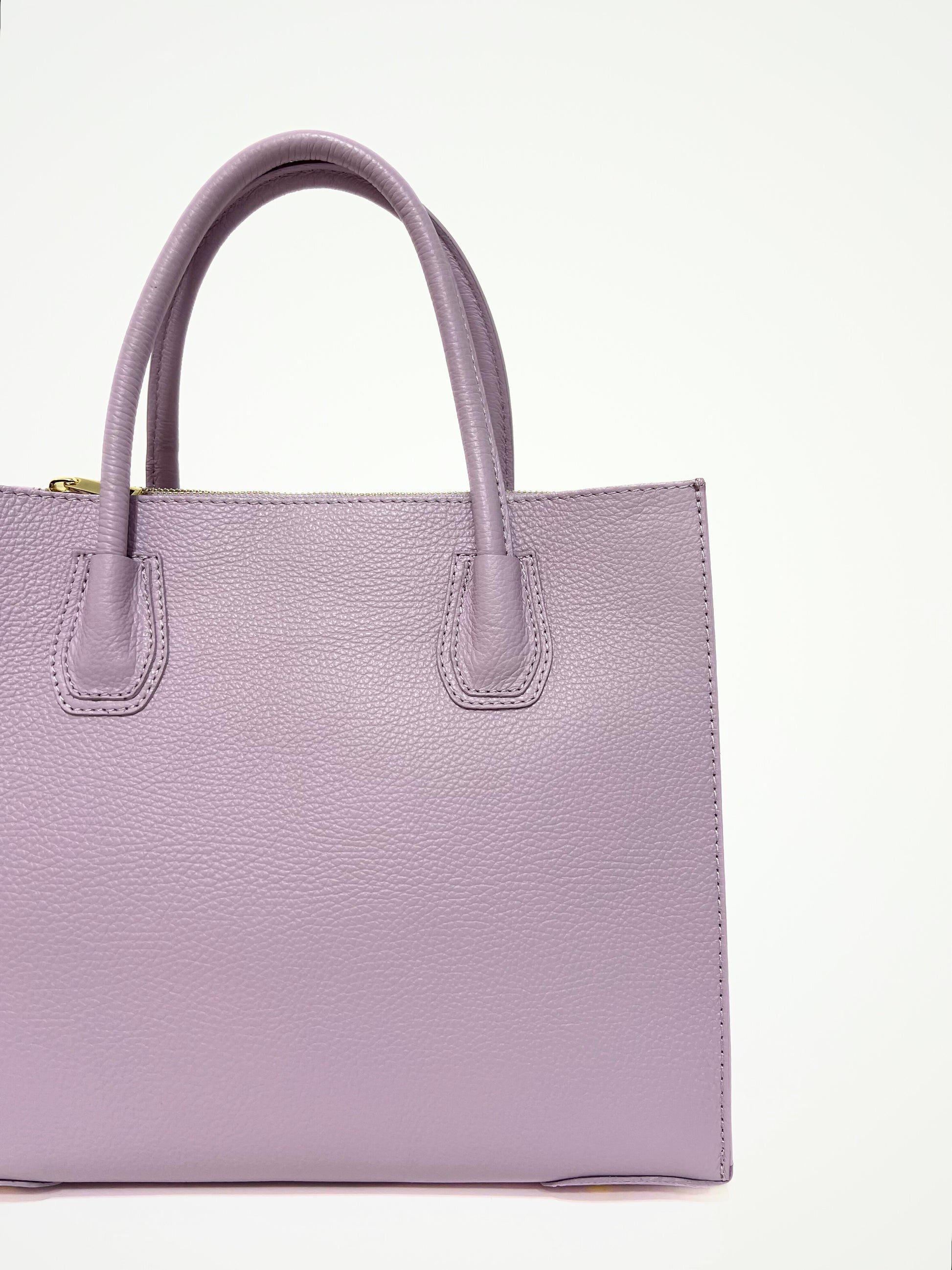 Borsa Tote In Vera Pelle Capiente Lilla, Tote Bag In Leather Lilac