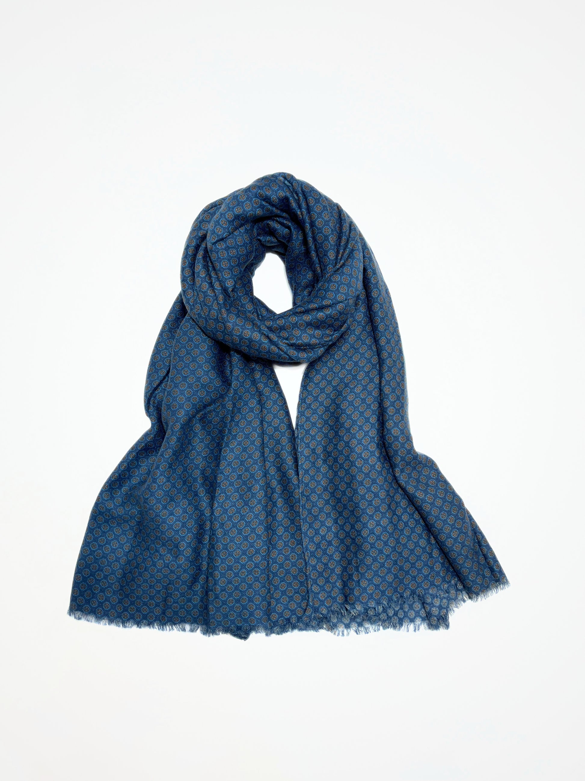 Sciarpa Con Motivi Cravatteria Blu, Printed Scarf Bright Blue