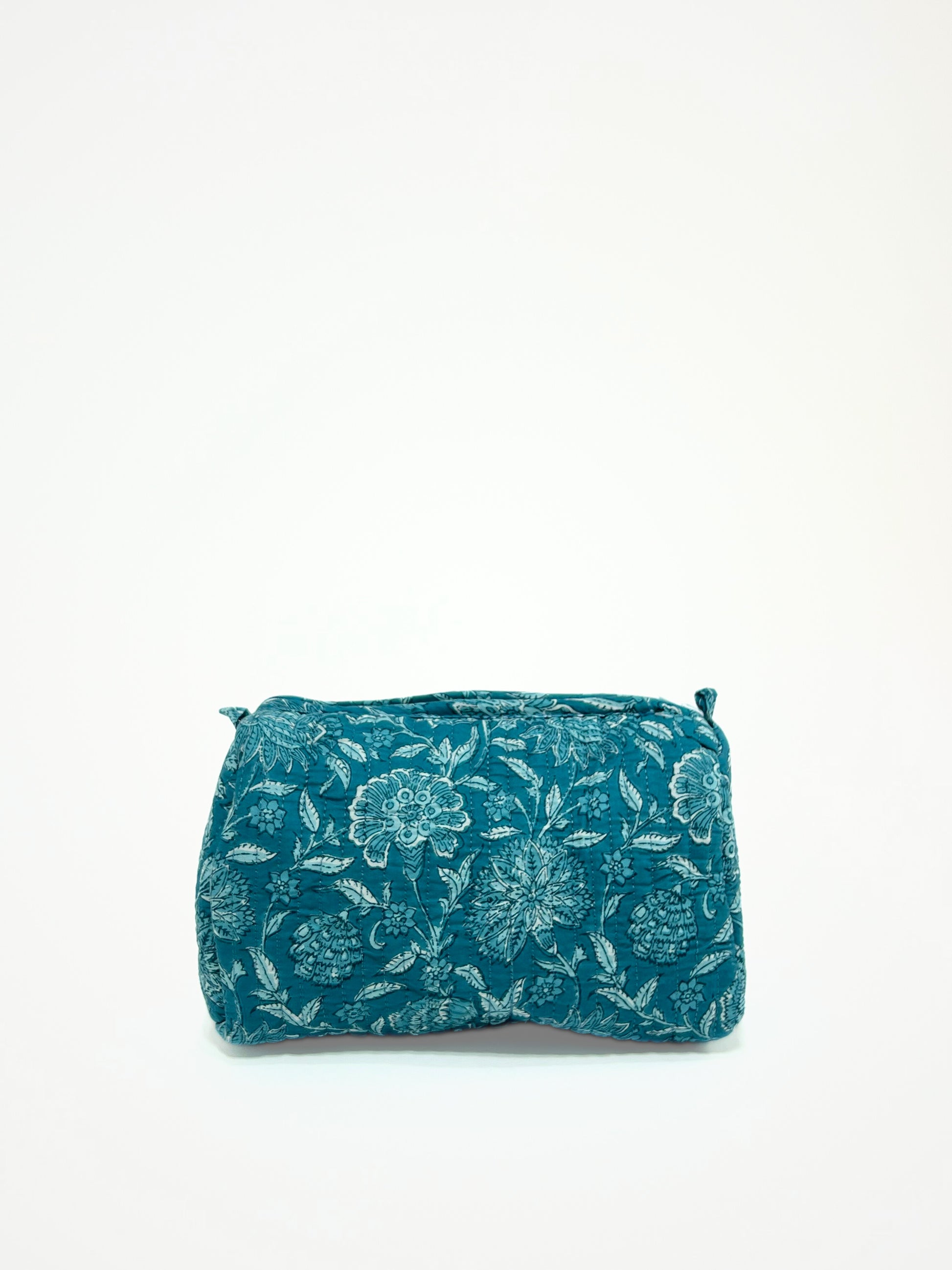 Beauty Case In Cotone Stampato Azzurro, Printed Cotton Sky Blue Beauty Case