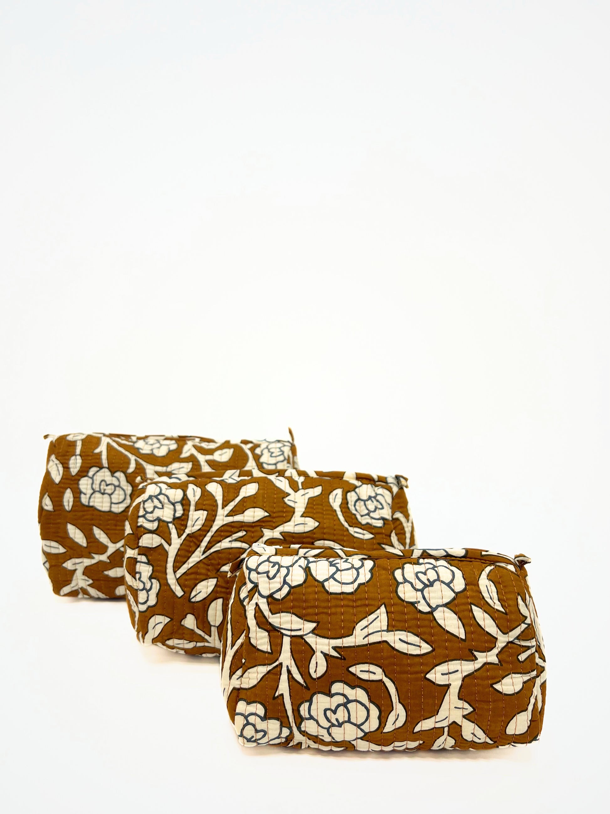Beauty Case In Cotone Stampato Coccio, Printed Cotton Warm Copper Beauty Case