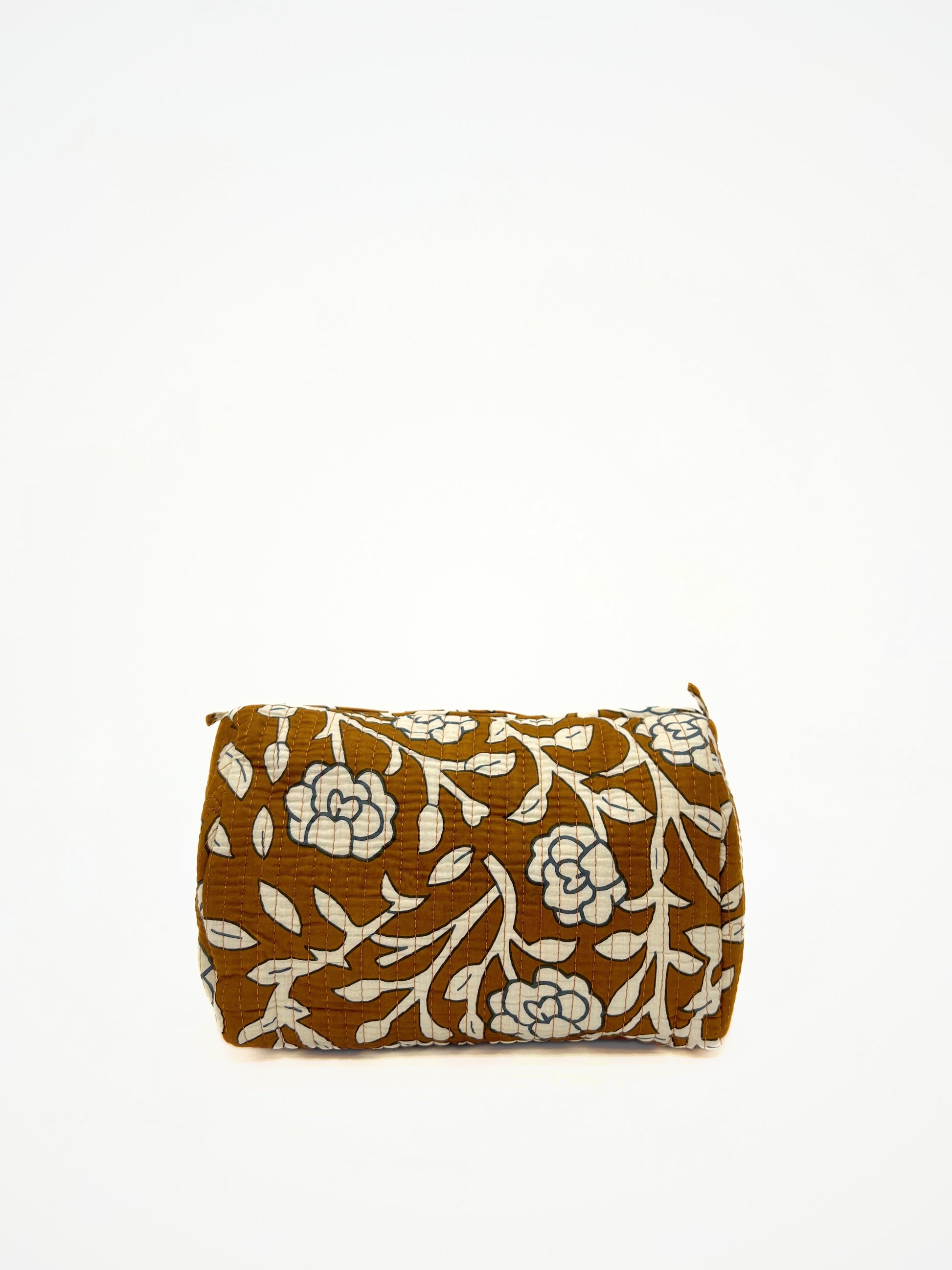 Beauty Case In Cotone Stampato Coccio, Printed Cotton Warm Copper Beauty Case