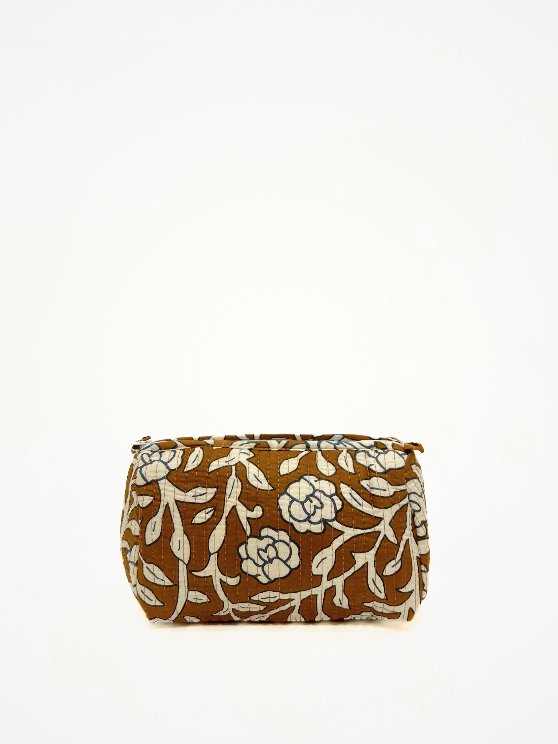 Beauty Case In Cotone Stampato Coccio, Printed Cotton Warm Copper Beauty Case