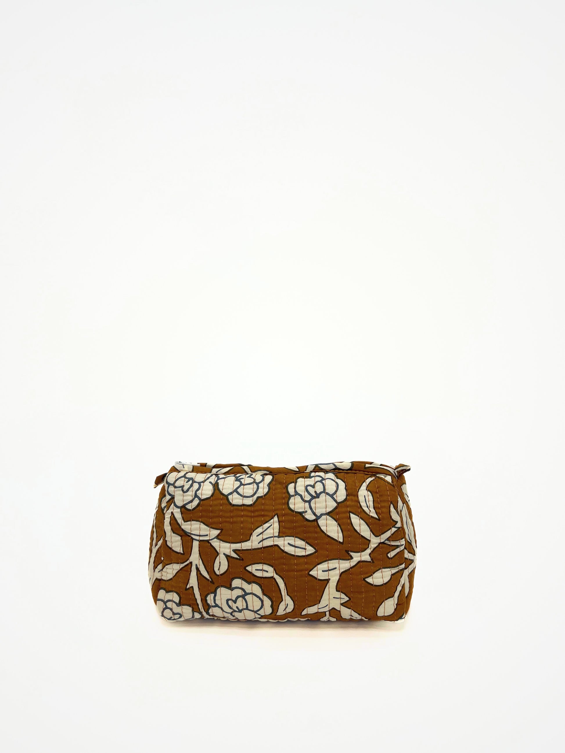 Beauty Case In Cotone Stampato Coccio, Printed Cotton Warm Copper Beauty Case