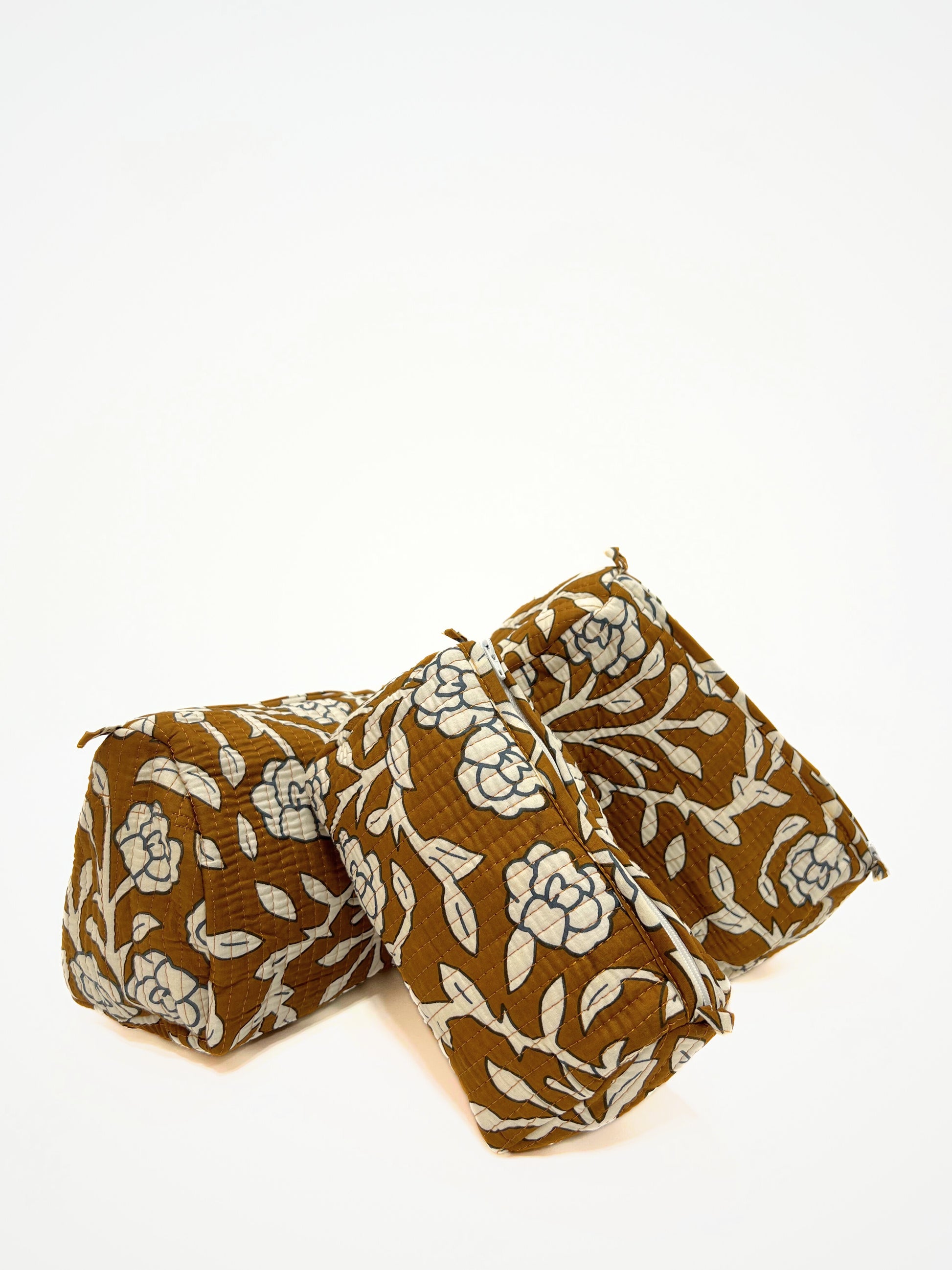 Beauty Case In Cotone Stampato Coccio, Printed Cotton Warm Copper Beauty Case