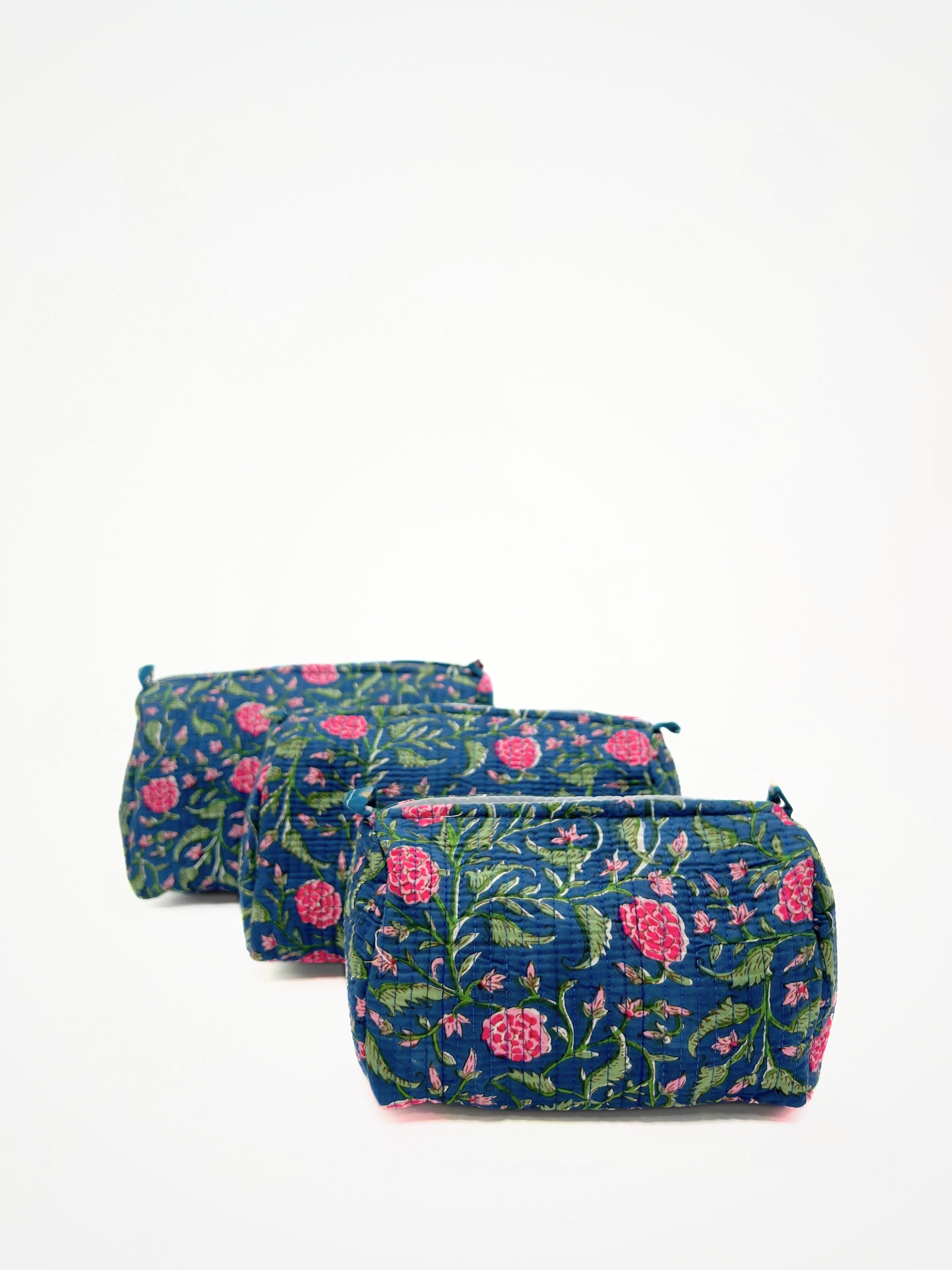 Beauty Case In Cotone Stampato Bluette, Printed Cotton Bluette Beauty Case