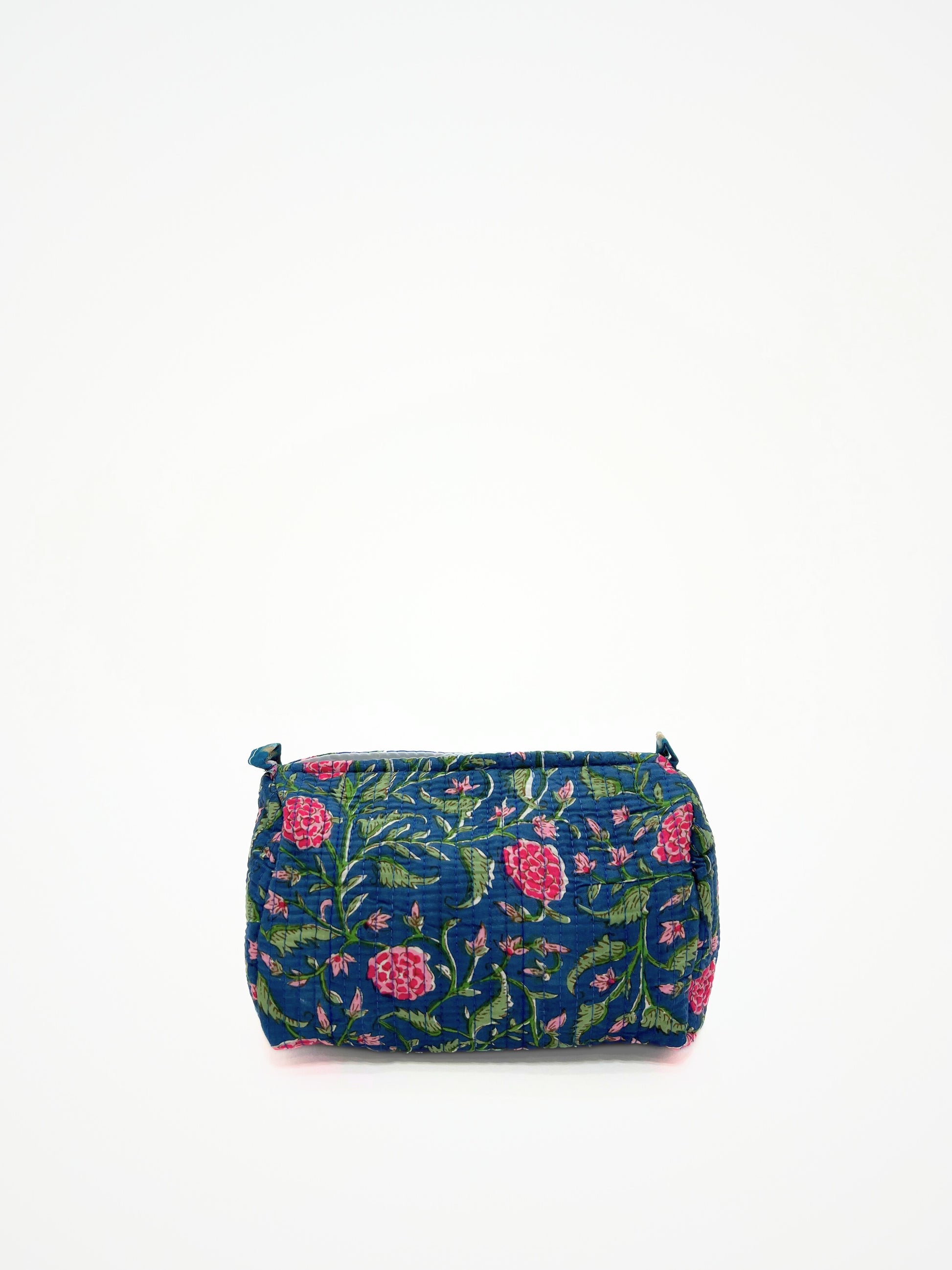 Beauty Case In Cotone Stampato Bluette, Printed Cotton Bluette Beauty Case
