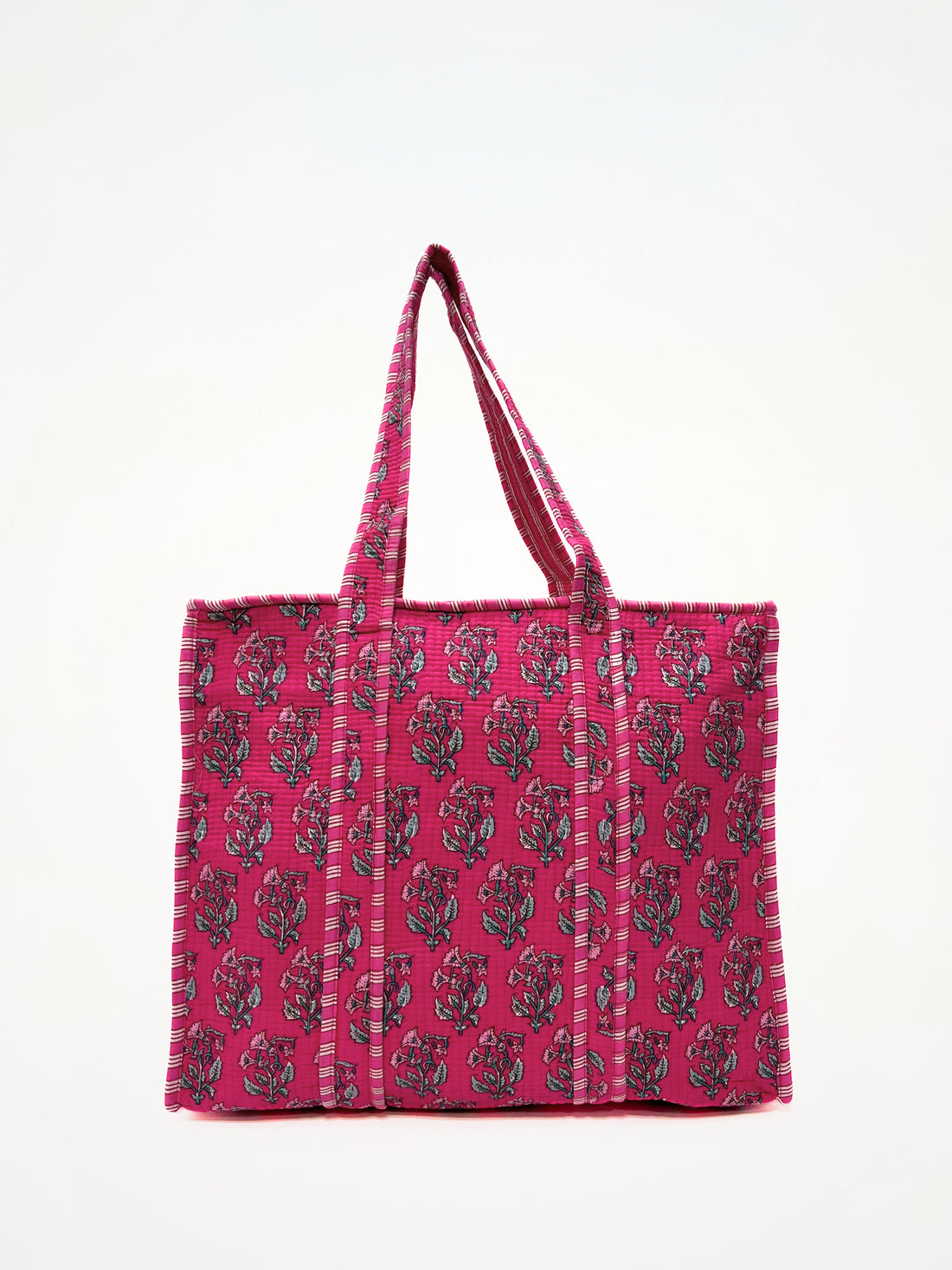 Borsa Tote Stampata Cotone Magenta, Printed Cotton Tote Bag Magenta