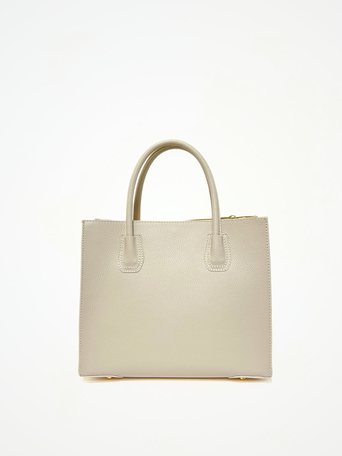 Borsa Tote In Vera Pelle Capiente Avorio, Tote Bag In Leather Off-white