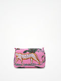 Beauty Case In Cotone Stampa Giungla Tigri Rosa, Tiger Print Cotton Pink Beauty Case 