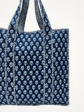 Borsa Tote Stampata Cotone Blu, Printed Cotton Tote Bag  Blue