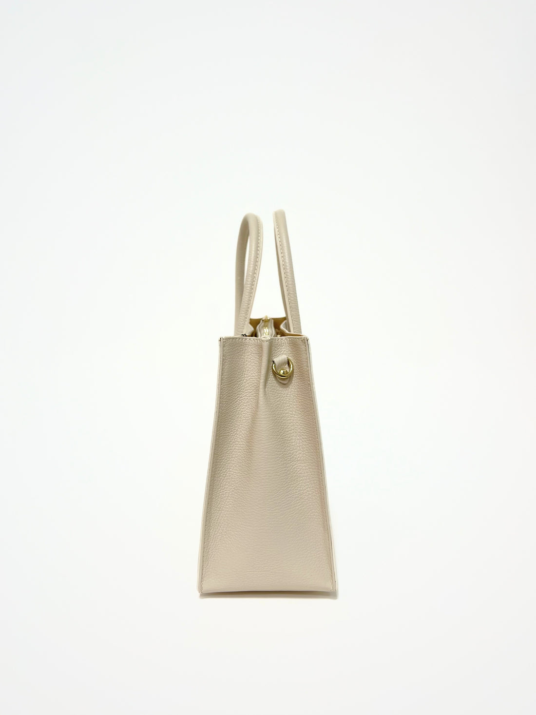 Borsa Tote In Vera Pelle Capiente Avorio, Tote Bag In Leather Off-white