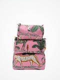 Beauty Case In Cotone Stampa Giungla Tigri Rosa, Tiger Print Cotton Pink Beauty Case 