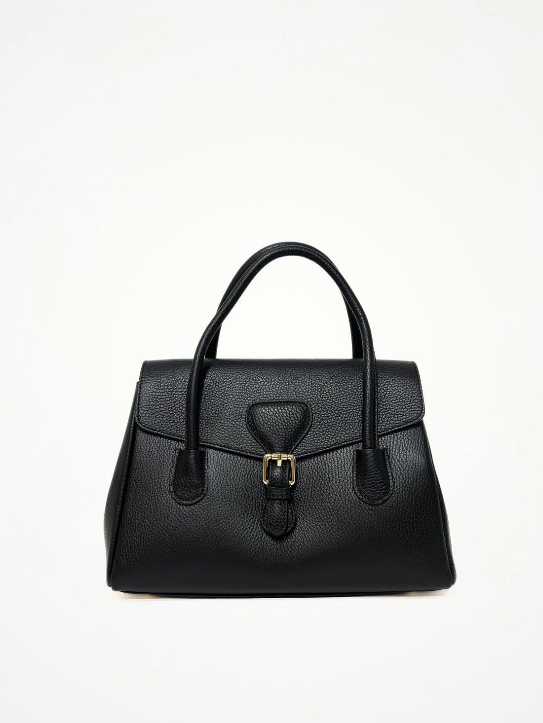 Borsa A Mano In Pelle Nero, Top Handle Bag In Leather Black