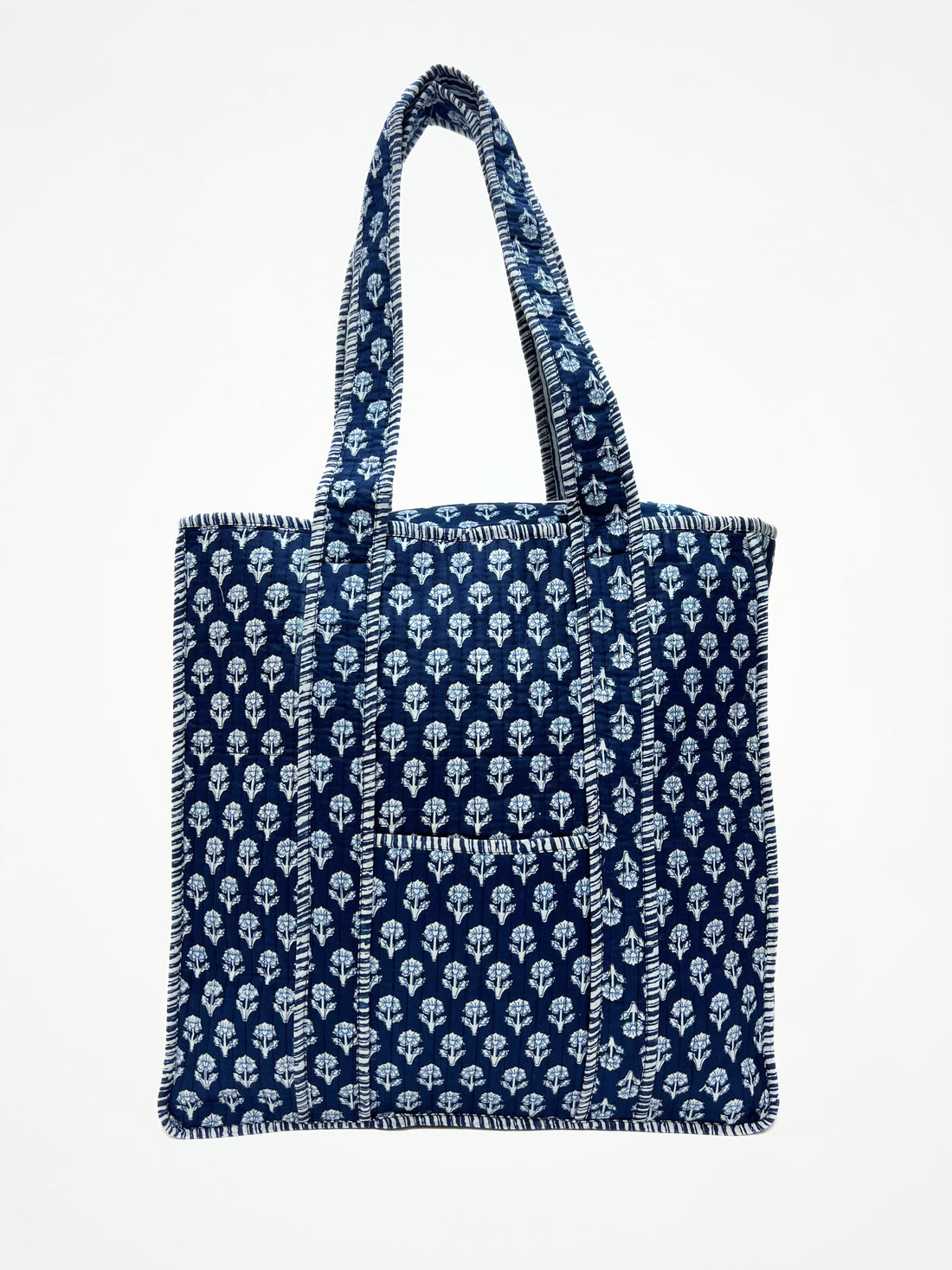 Borsa Tote Stampata Cotone Blu, Printed Cotton Tote Bag  Blue