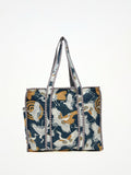 Borsa Tote Stampata Cotone Grigio, Printed Cotton Tote Bag Grey