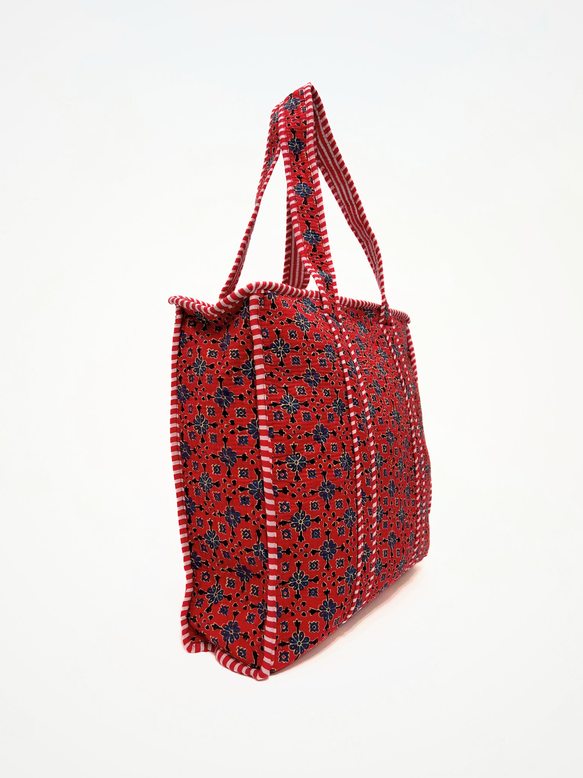 Borsa Tote Stampata Cotone Rosso, Printed Cotton Tote Bag Red