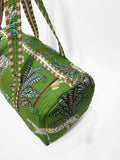 Borsa Stampata In Cotone Verde, Printed Cotton Duffle Bag Green