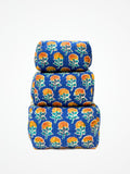 Beauty Case In Cotone Stampato Blu, Printed Cotton Blue Beauty Case