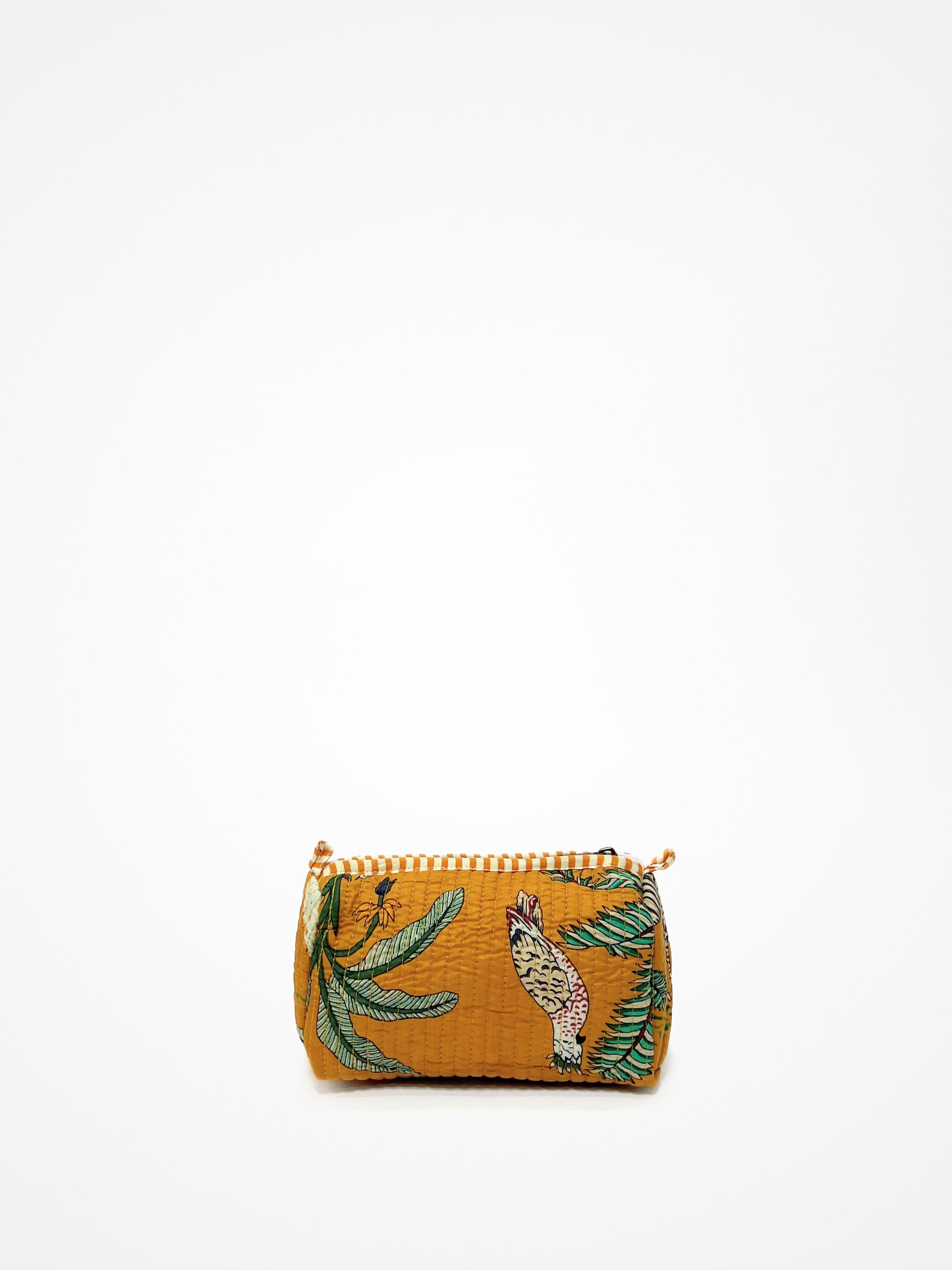 Beauty Case Cotone Giallo Tigri, Yellow Cotton Beauty Case Tiger Print